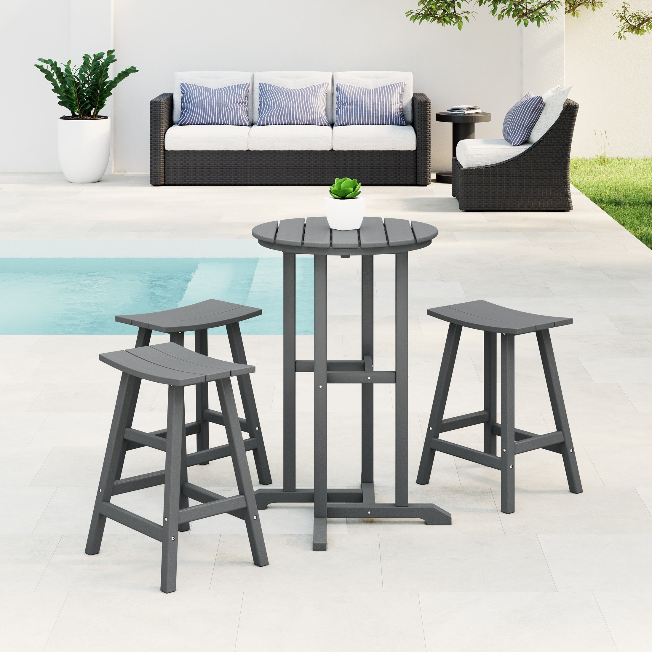 Ensemble de comptoir bistrot Polytrends Laguna en PEHD toutes saisons (4 pièces)