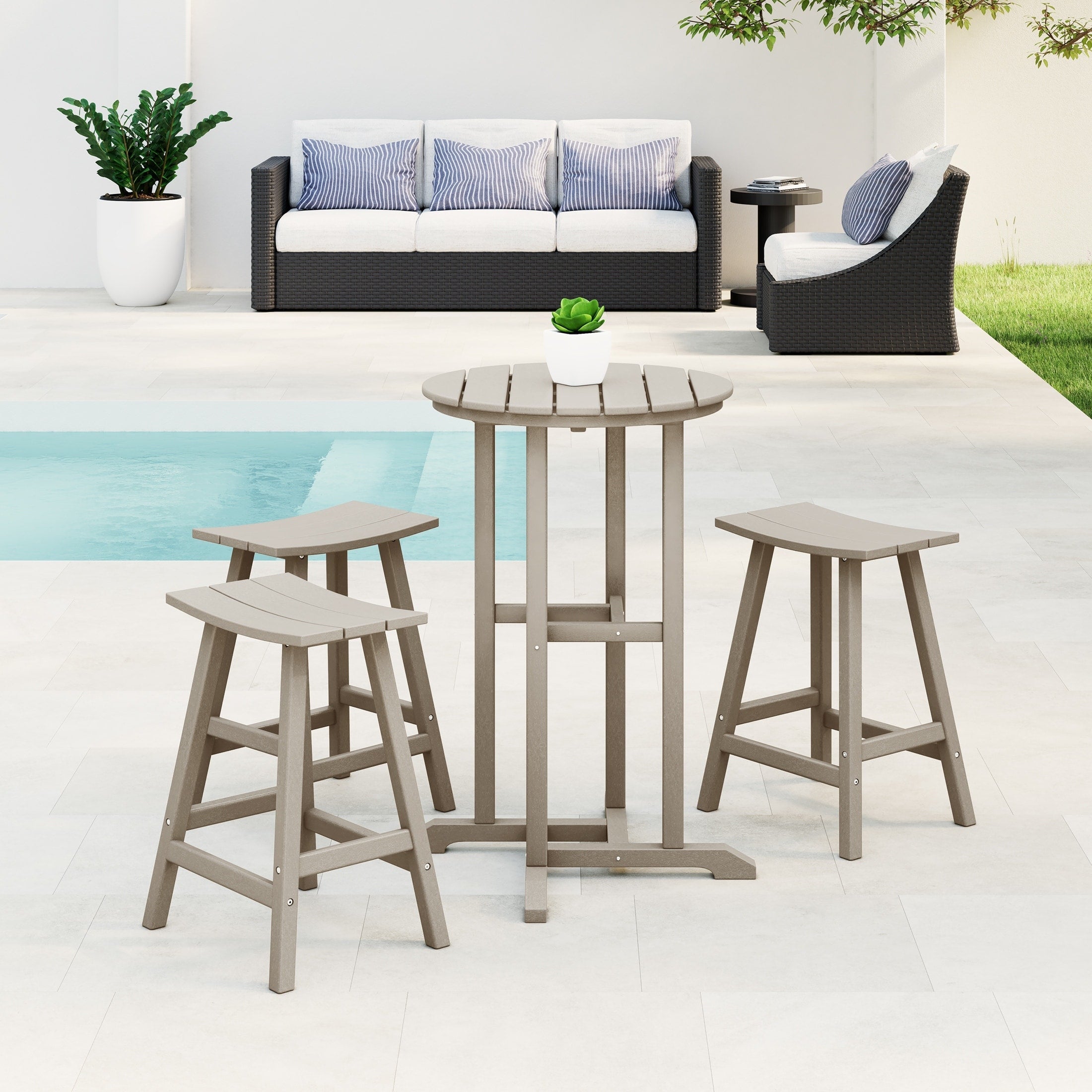 Ensemble de comptoir bistrot Polytrends Laguna en PEHD toutes saisons (4 pièces)