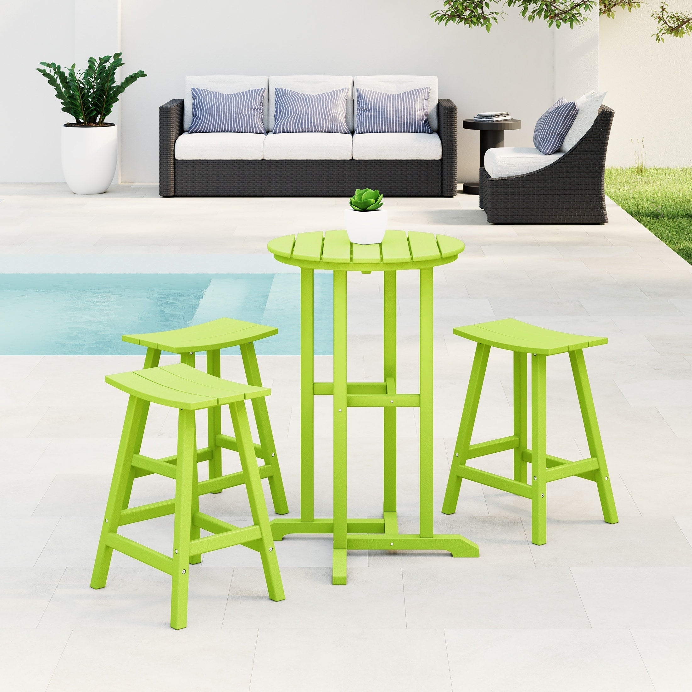 Ensemble de comptoir bistrot Polytrends Laguna en PEHD toutes saisons (4 pièces)