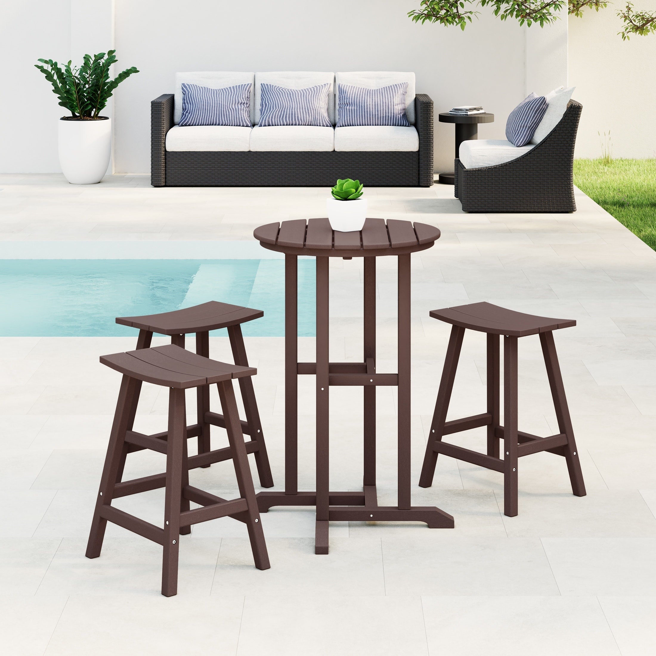 Ensemble de comptoir bistrot Polytrends Laguna en PEHD toutes saisons (4 pièces)