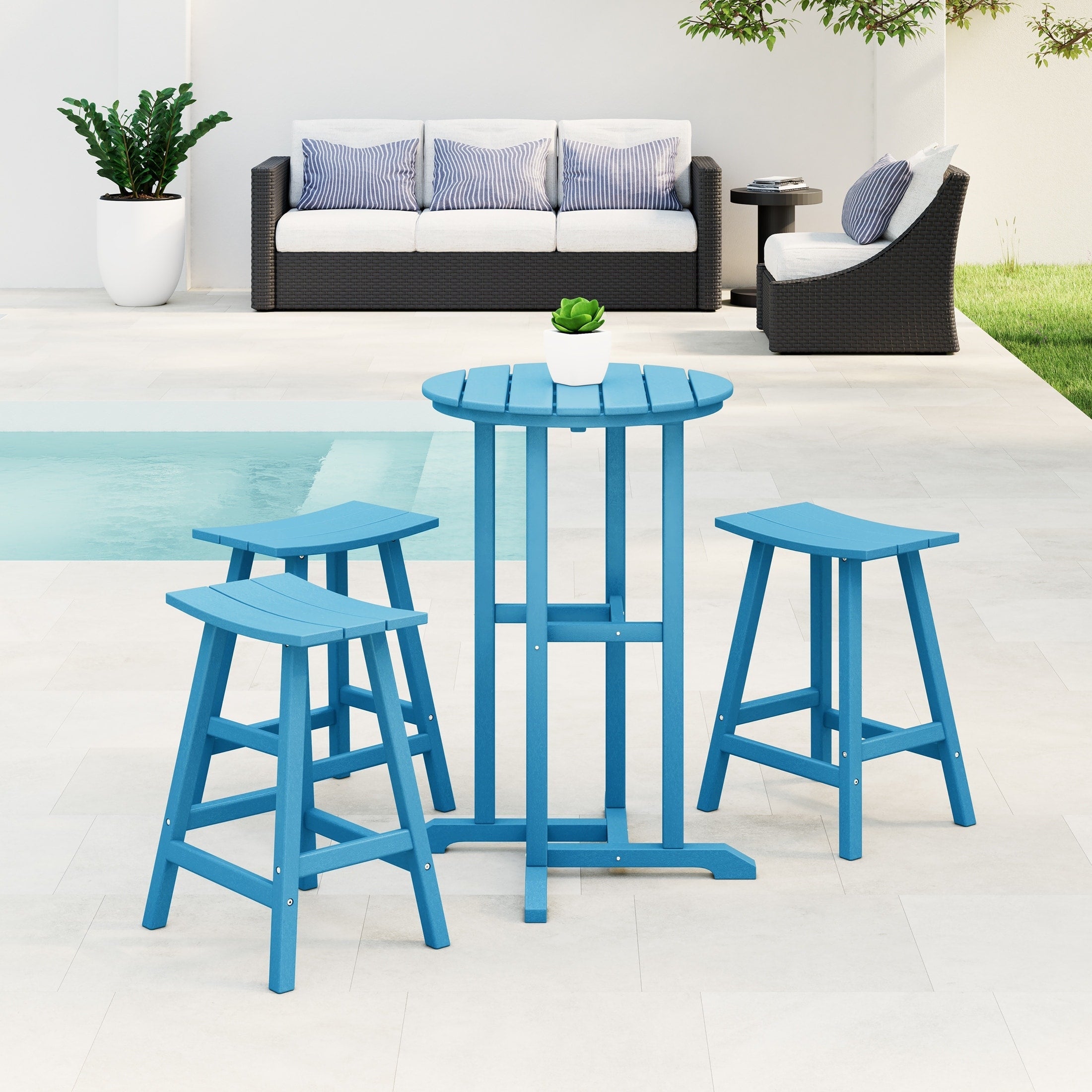 Ensemble de comptoir bistrot Polytrends Laguna en PEHD toutes saisons (4 pièces)
