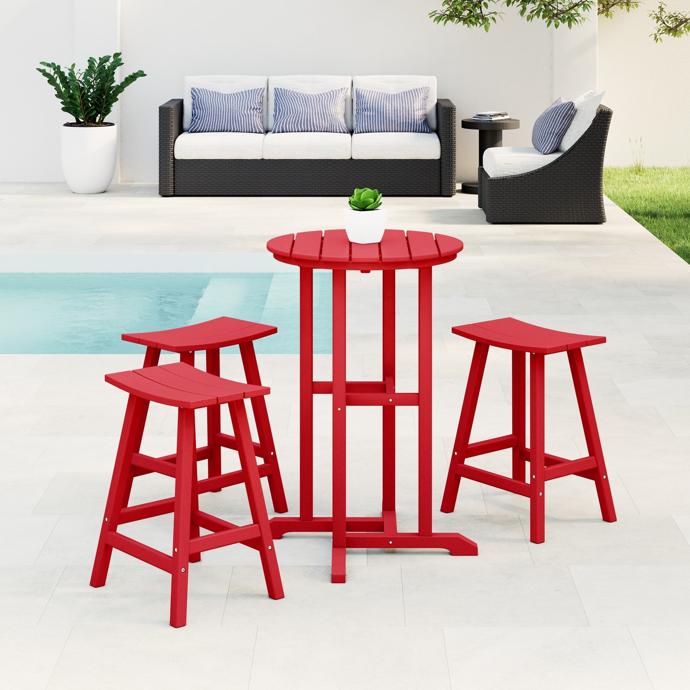 Ensemble de comptoir bistrot Polytrends Laguna en PEHD toutes saisons (4 pièces)