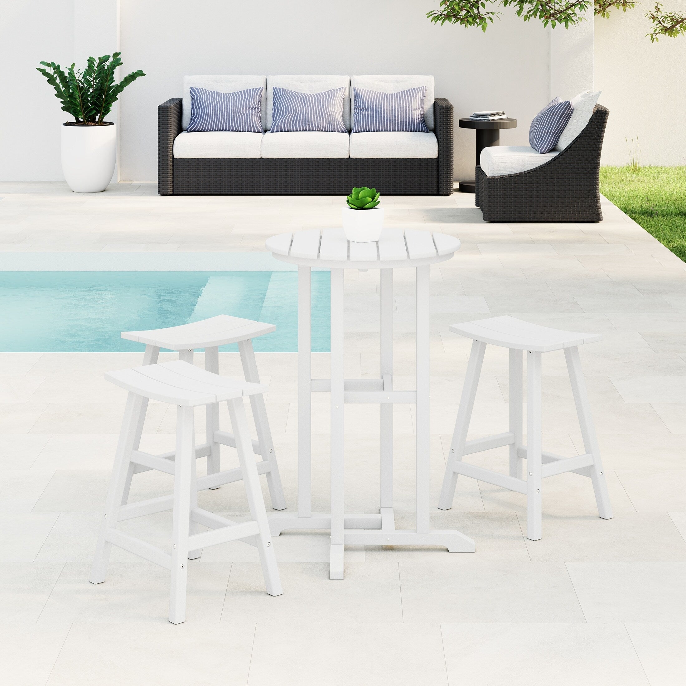 Ensemble de comptoir bistrot Polytrends Laguna en PEHD toutes saisons (4 pièces)