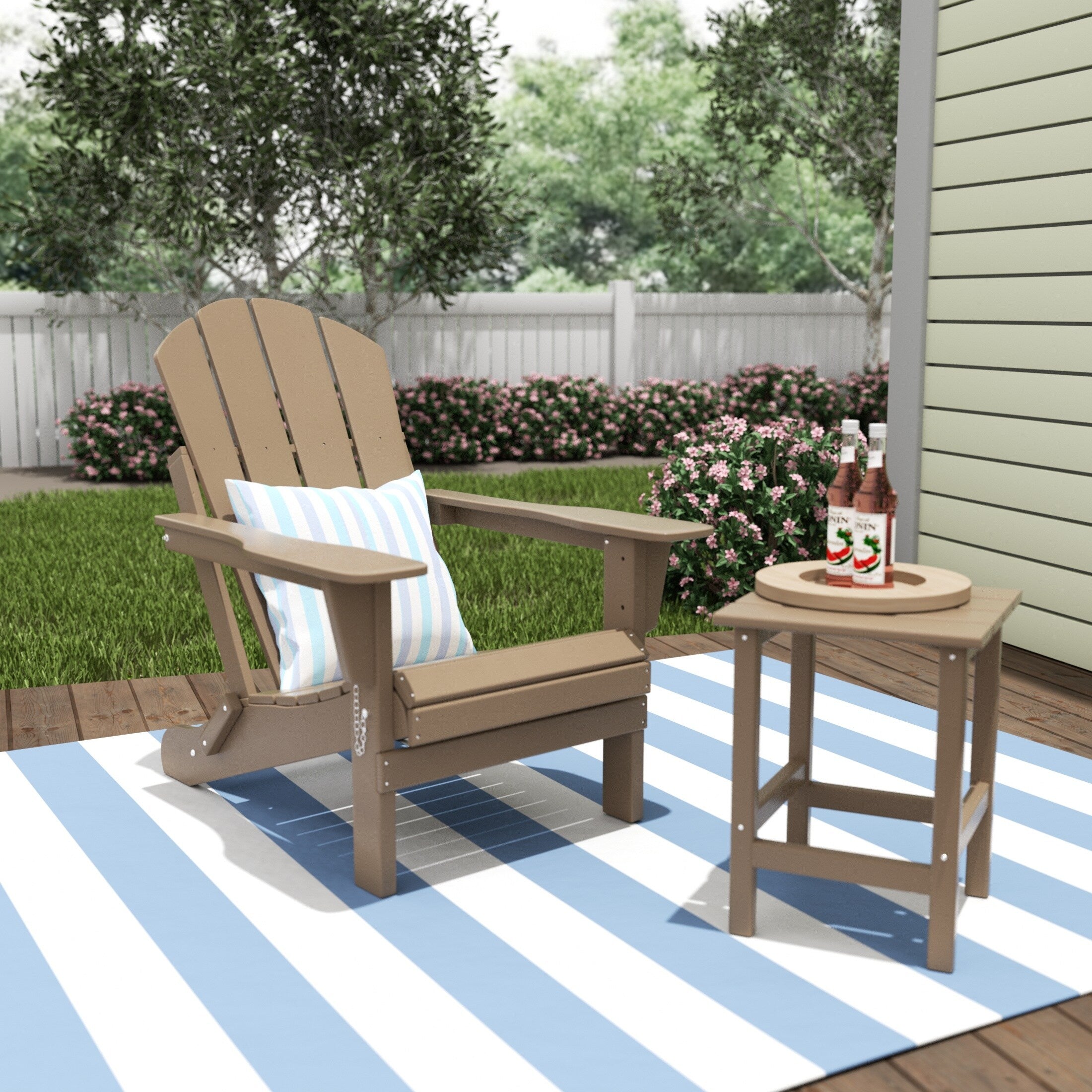 Chaise Adirondack pliable Polytrends Laguna en PEHD, toutes saisons, avec table d'appoint (ensemble de 2 pièces)