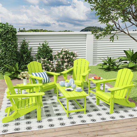 Ensemble de 7 chaises Adirondack pliables Polytrends Laguna en PEHD pour terrasse extérieure, toutes saisons