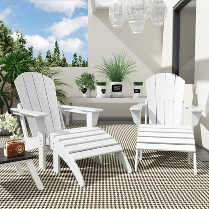 Chaises Adirondack pliables Polytrends Laguna en PEHD, toutes saisons, avec poufs (ensemble de 5 pièces)