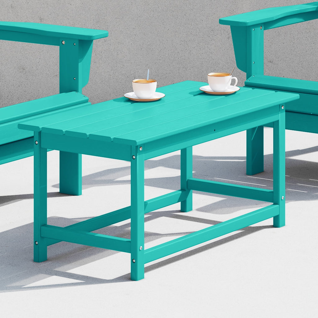 Polytrends Laguna Hdpe All Weather Outdoor Patio Rectangular Coffee Table