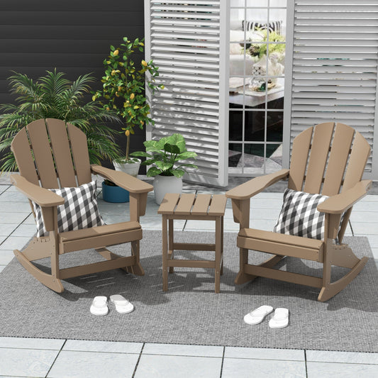 Chaises à bascule d'extérieur Polytrends Laguna en PEHD toutes saisons avec table d'appoint (ensemble de 3 pièces)