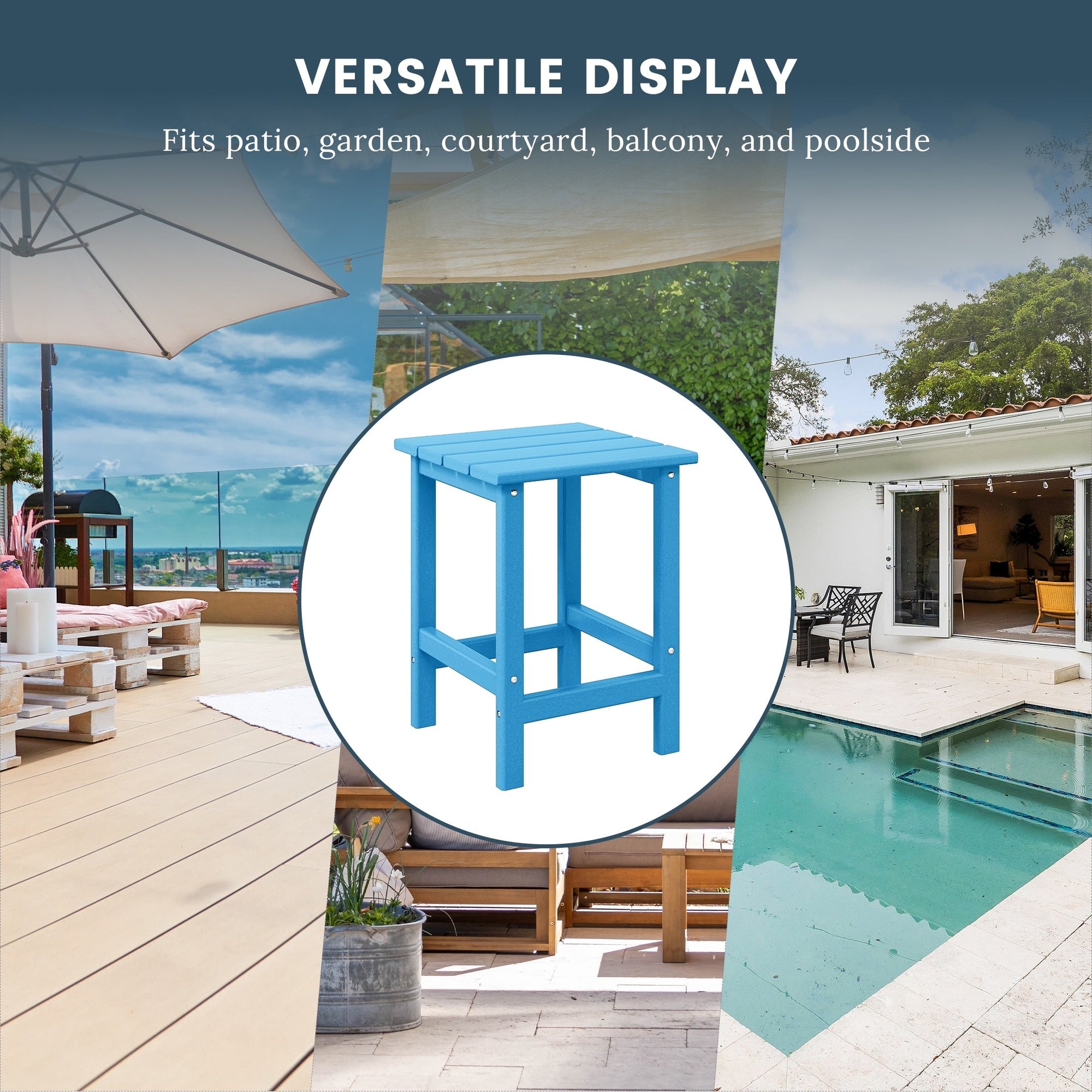 Polytrends Laguna Hdpe All Weather Outdoor Patio Square Side Table