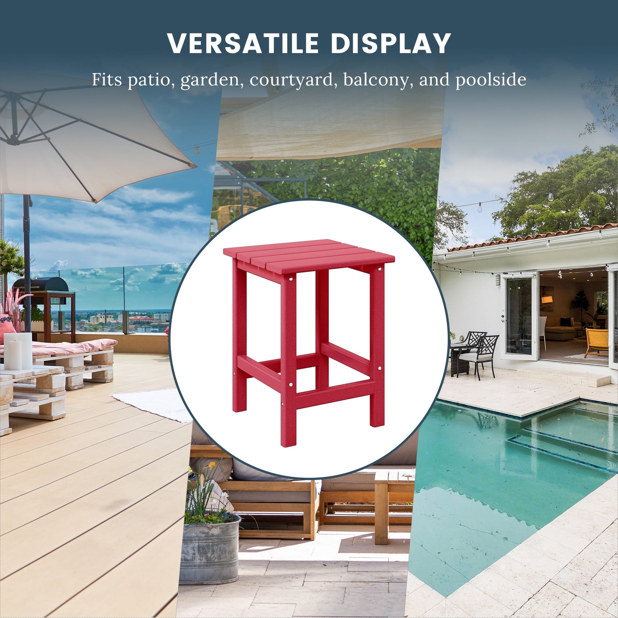 Polytrends Laguna Hdpe All Weather Outdoor Patio Square Side Table