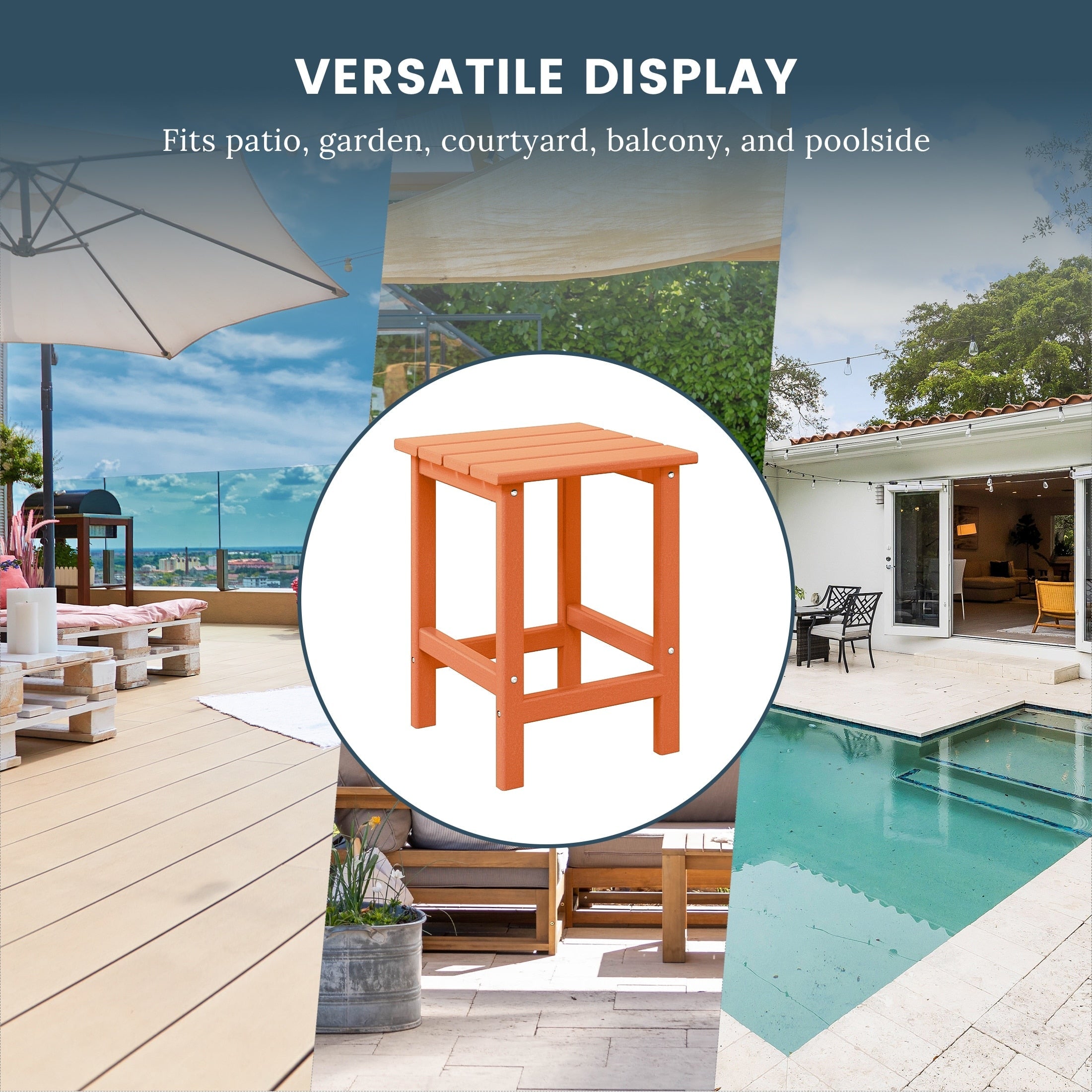 Table d'appoint carrée Polytrends Laguna en PEHD, résistante aux intempéries, pour terrasse