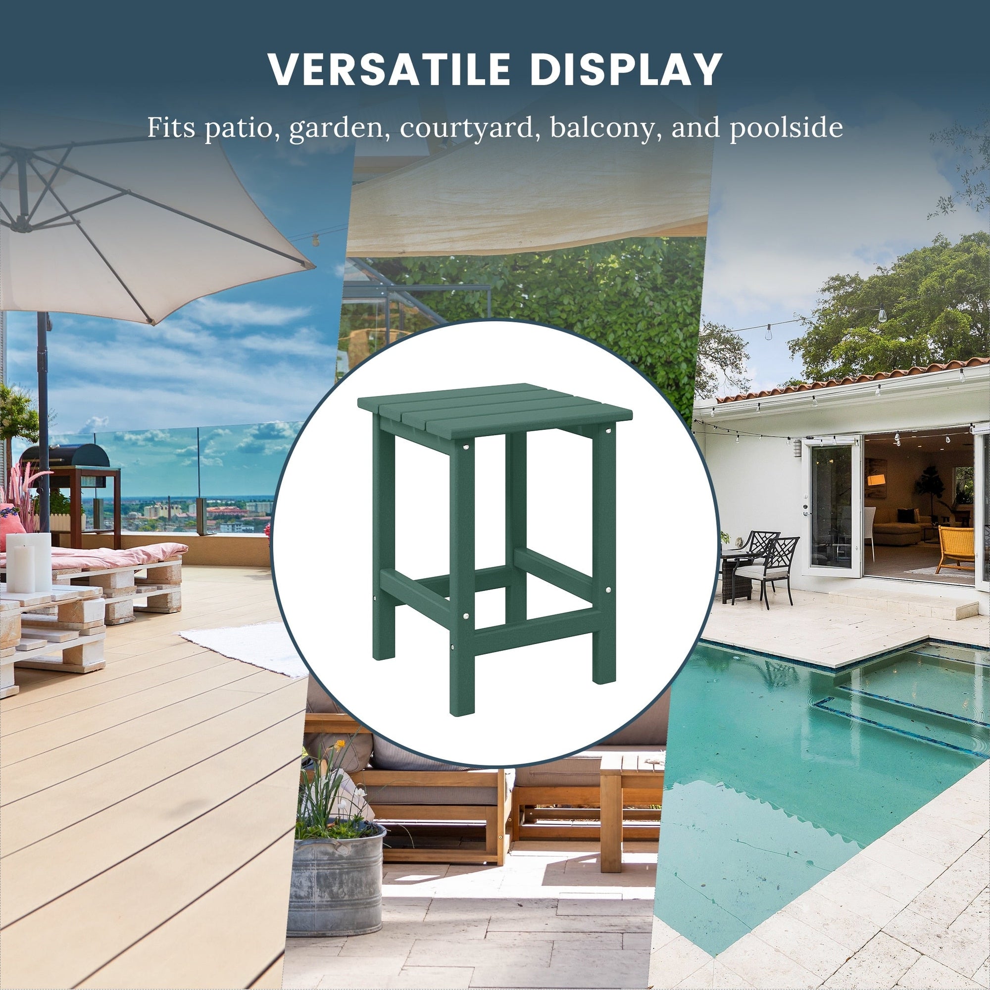 Polytrends Laguna Hdpe All Weather Outdoor Patio Square Side Table