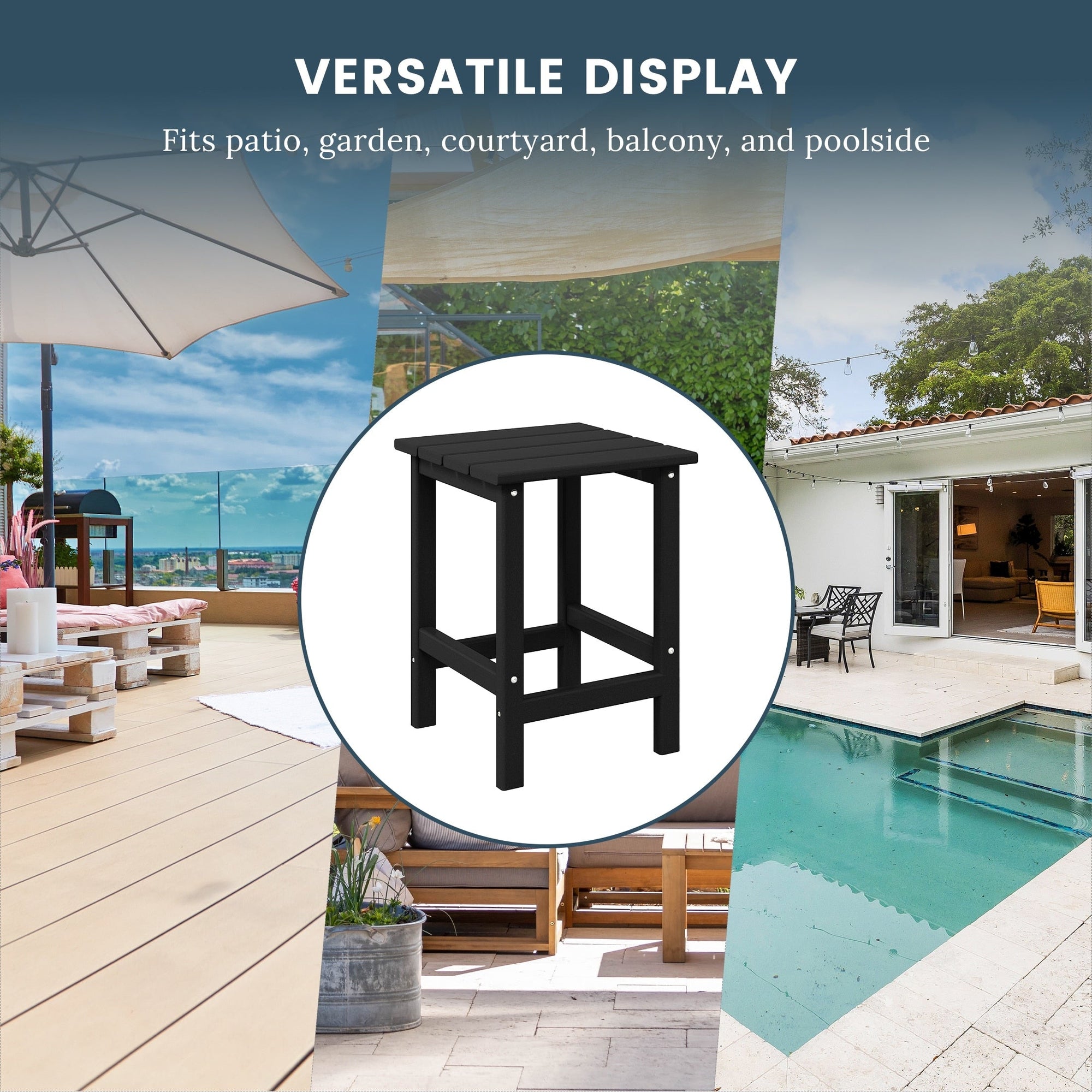 Polytrends Laguna Hdpe All Weather Outdoor Patio Square Side Table