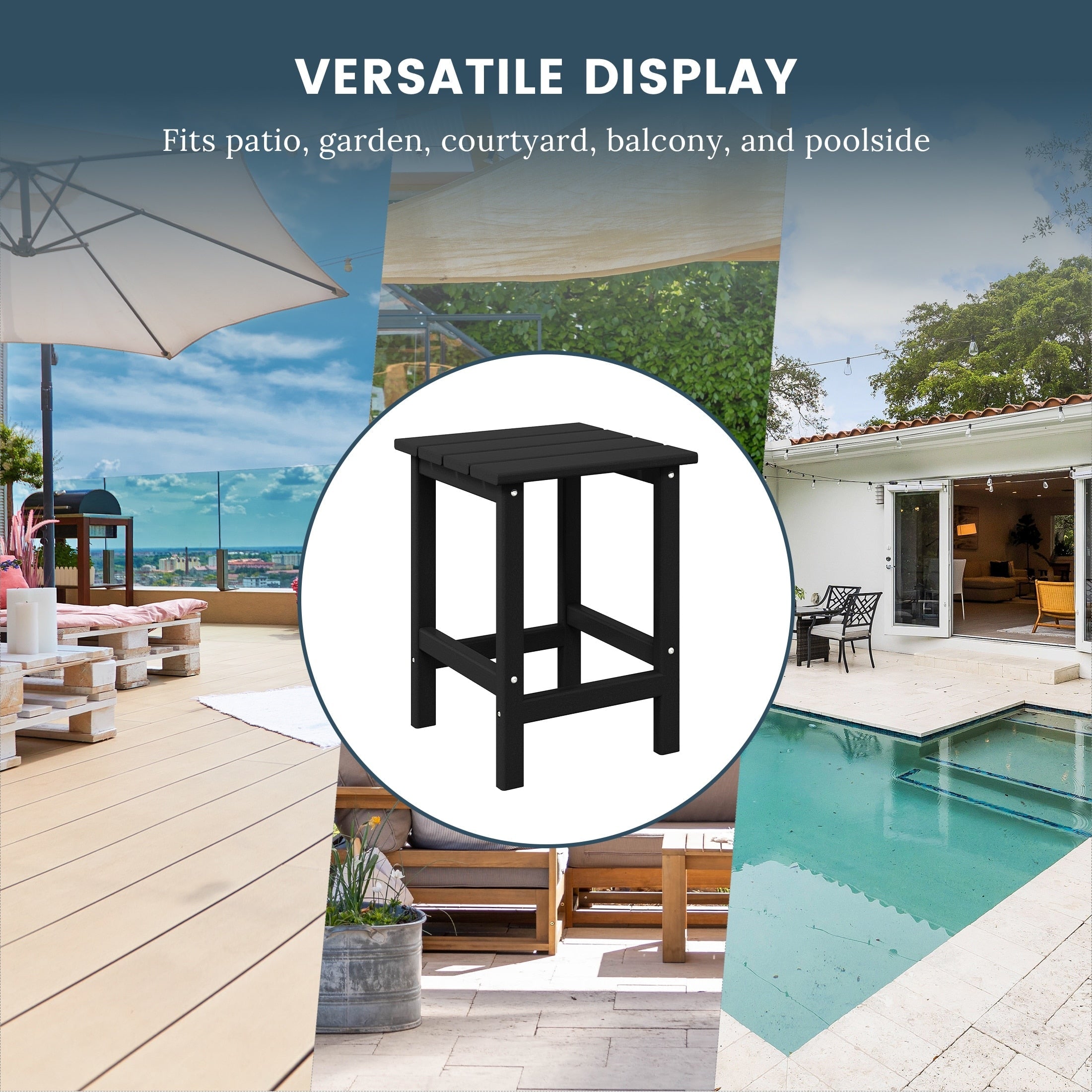 Table d'appoint carrée Polytrends Laguna en PEHD, résistante aux intempéries, pour terrasse