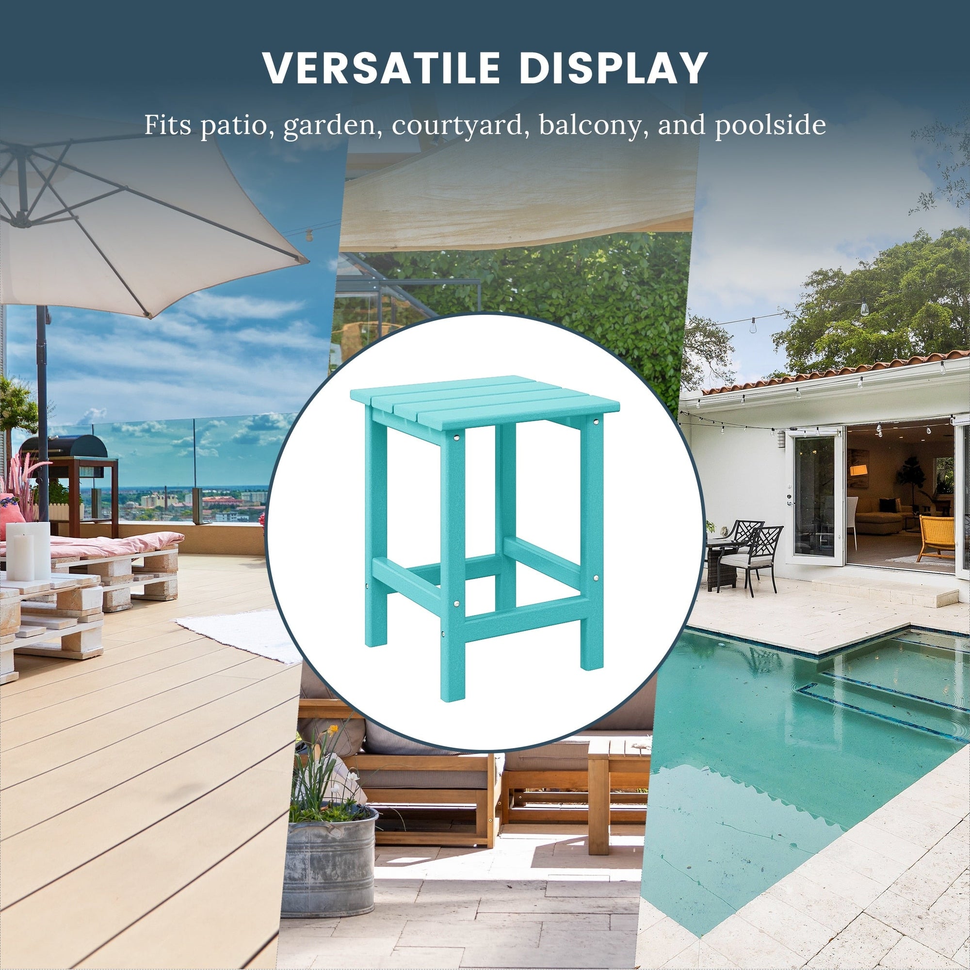 Polytrends Laguna Hdpe All Weather Outdoor Patio Square Side Table