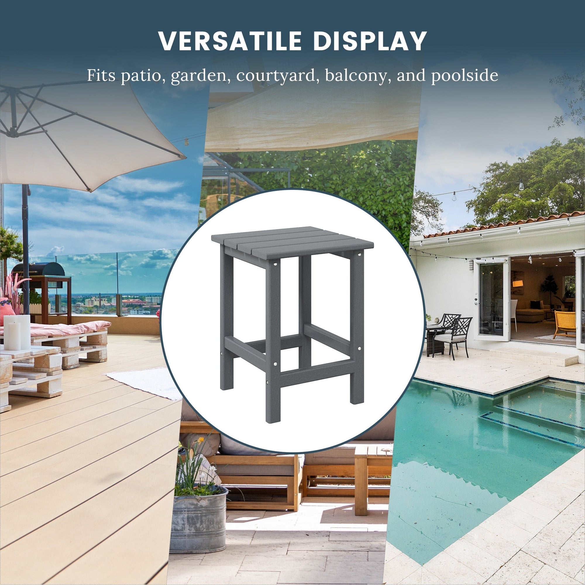 Polytrends Laguna Hdpe All Weather Outdoor Patio Square Side Table