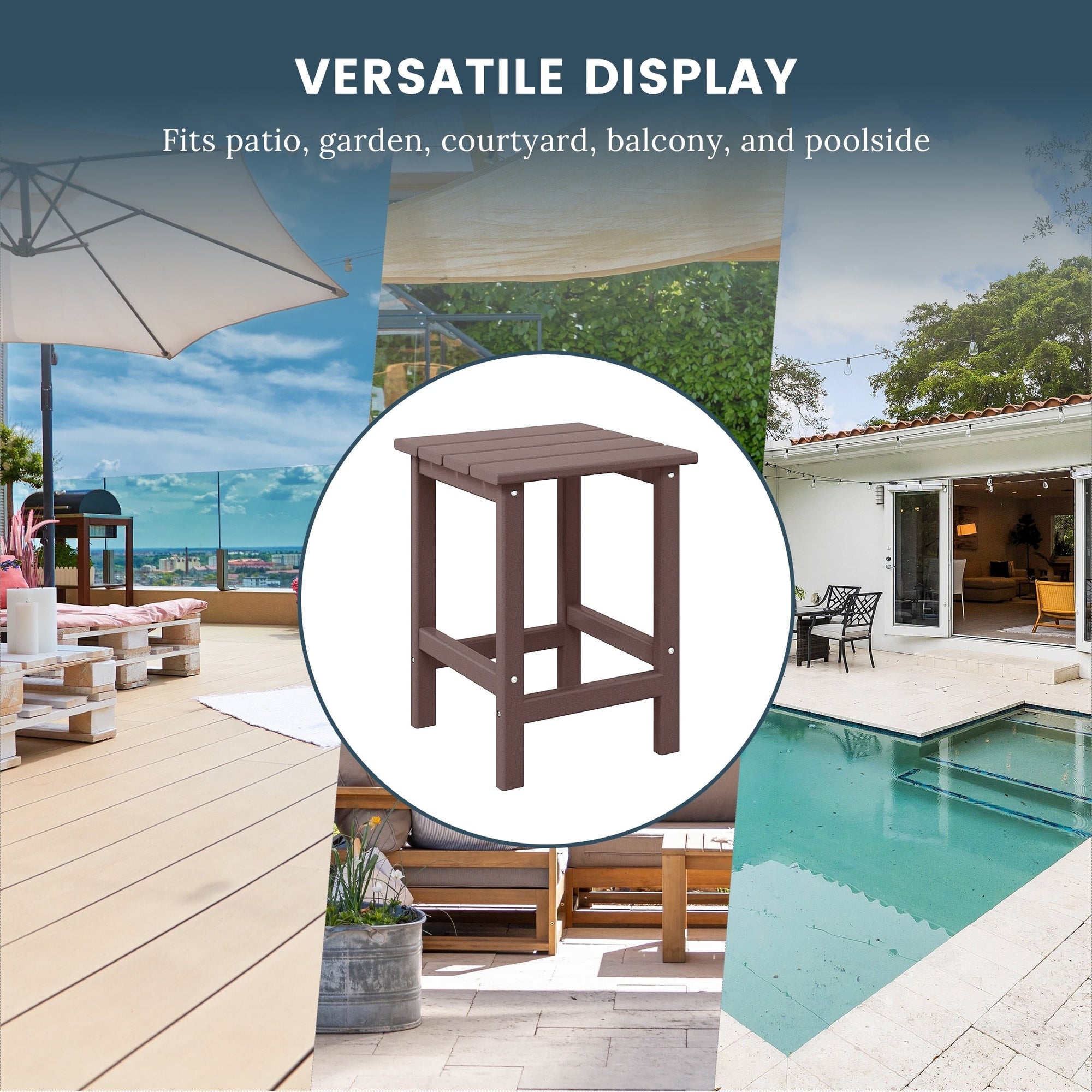 Polytrends Laguna Hdpe All Weather Outdoor Patio Square Side Table