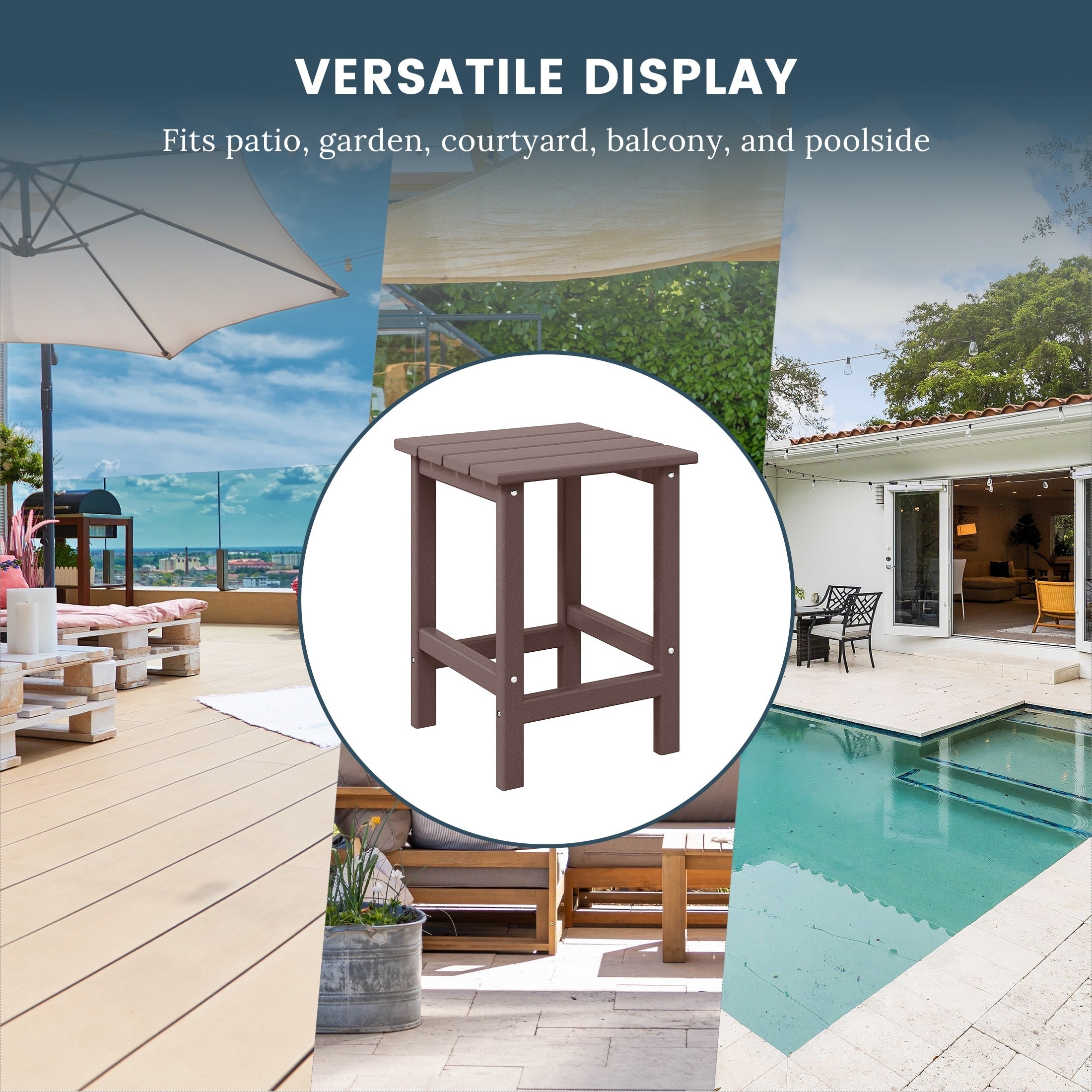 Table d'appoint carrée Polytrends Laguna en PEHD, résistante aux intempéries, pour terrasse