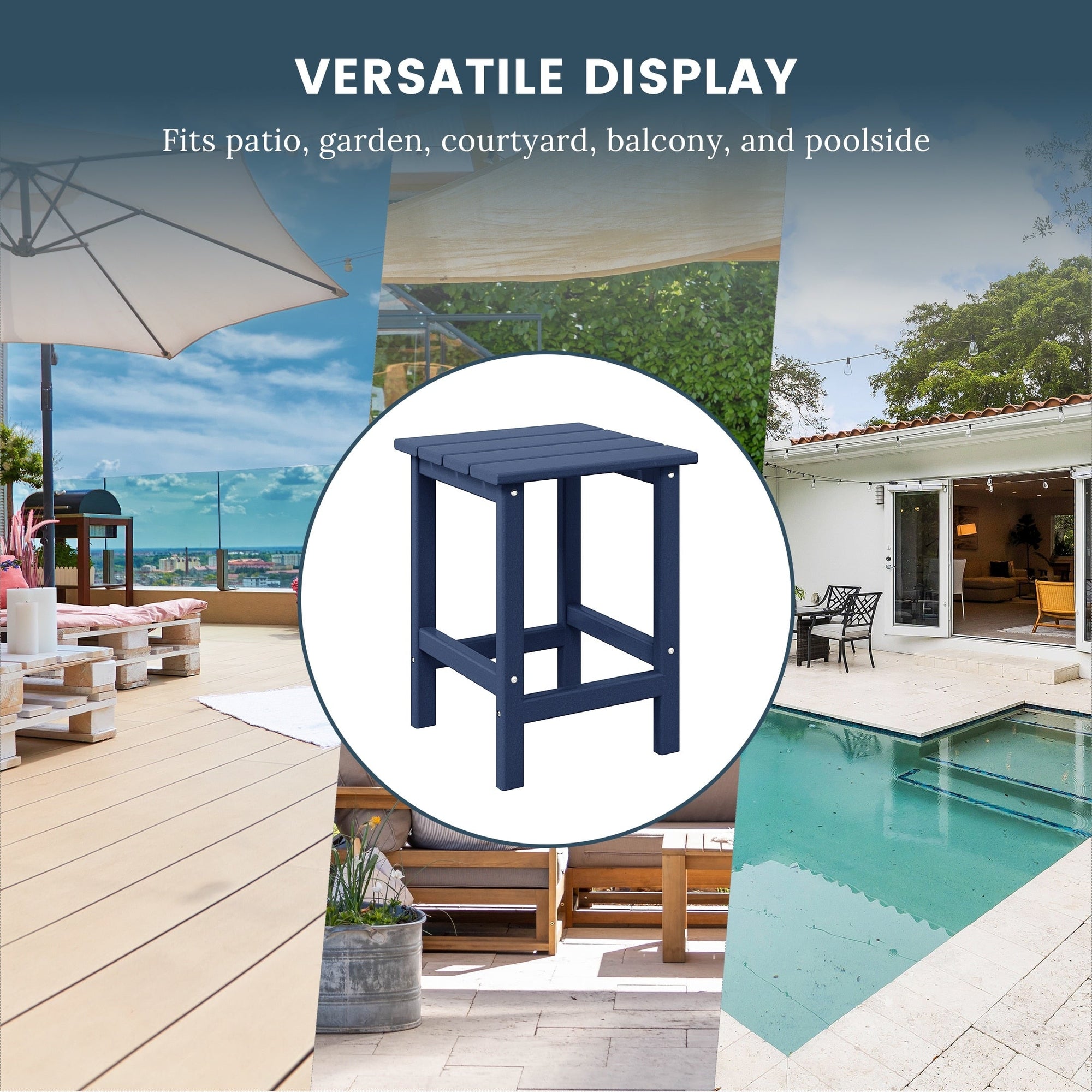 Polytrends Laguna Hdpe All Weather Outdoor Patio Square Side Table