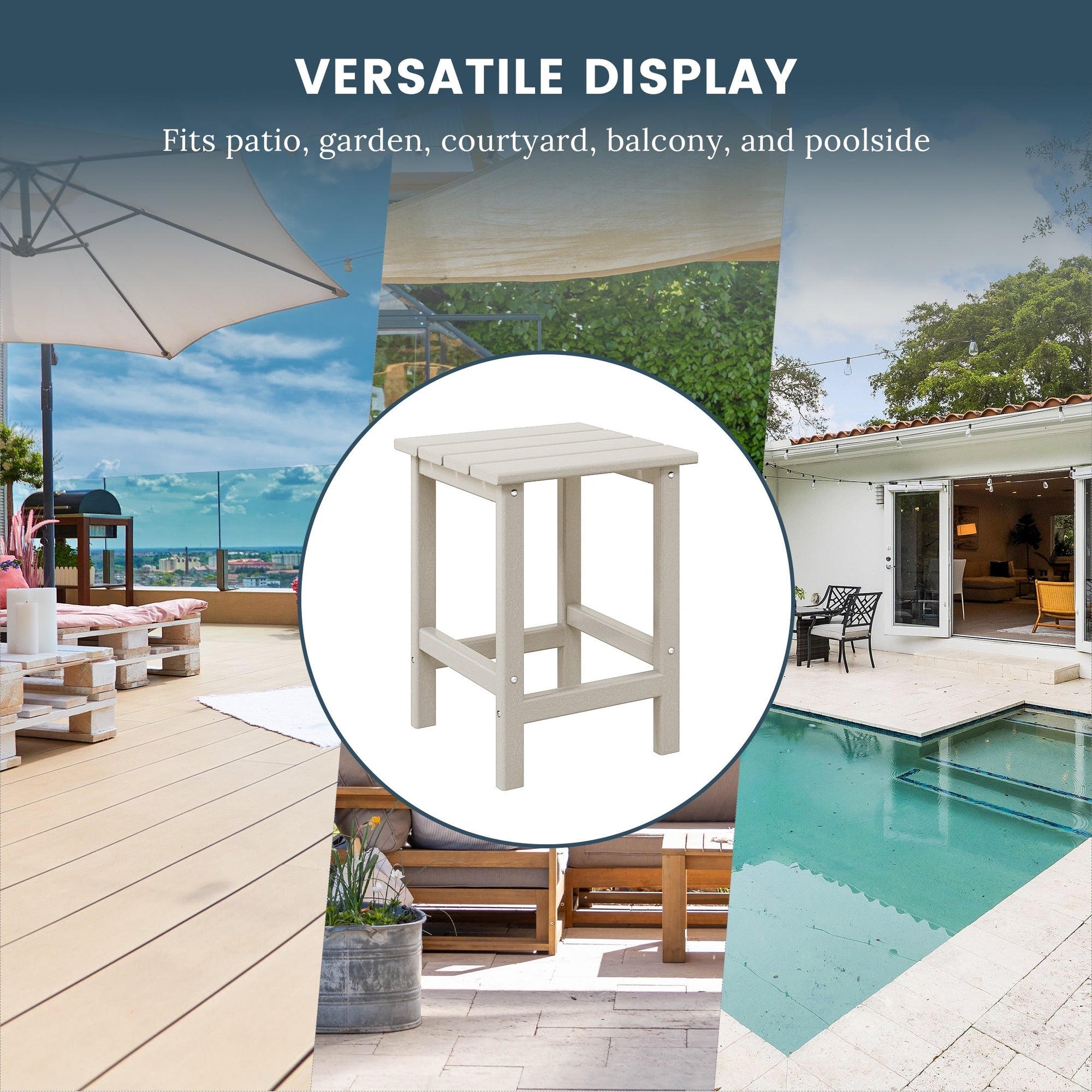 Polytrends Laguna Hdpe All Weather Outdoor Patio Square Side Table