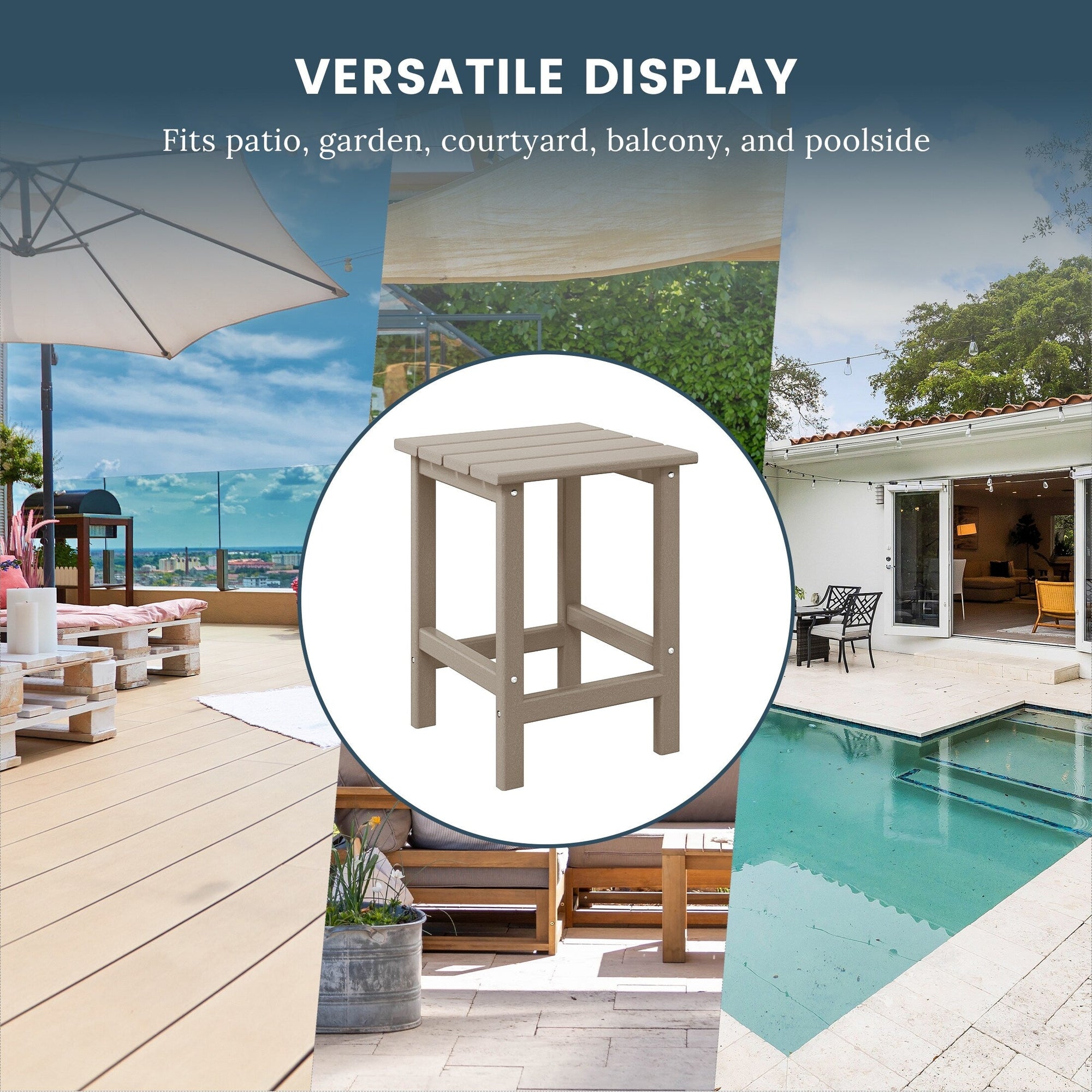 Polytrends Laguna Hdpe All Weather Outdoor Patio Square Side Table
