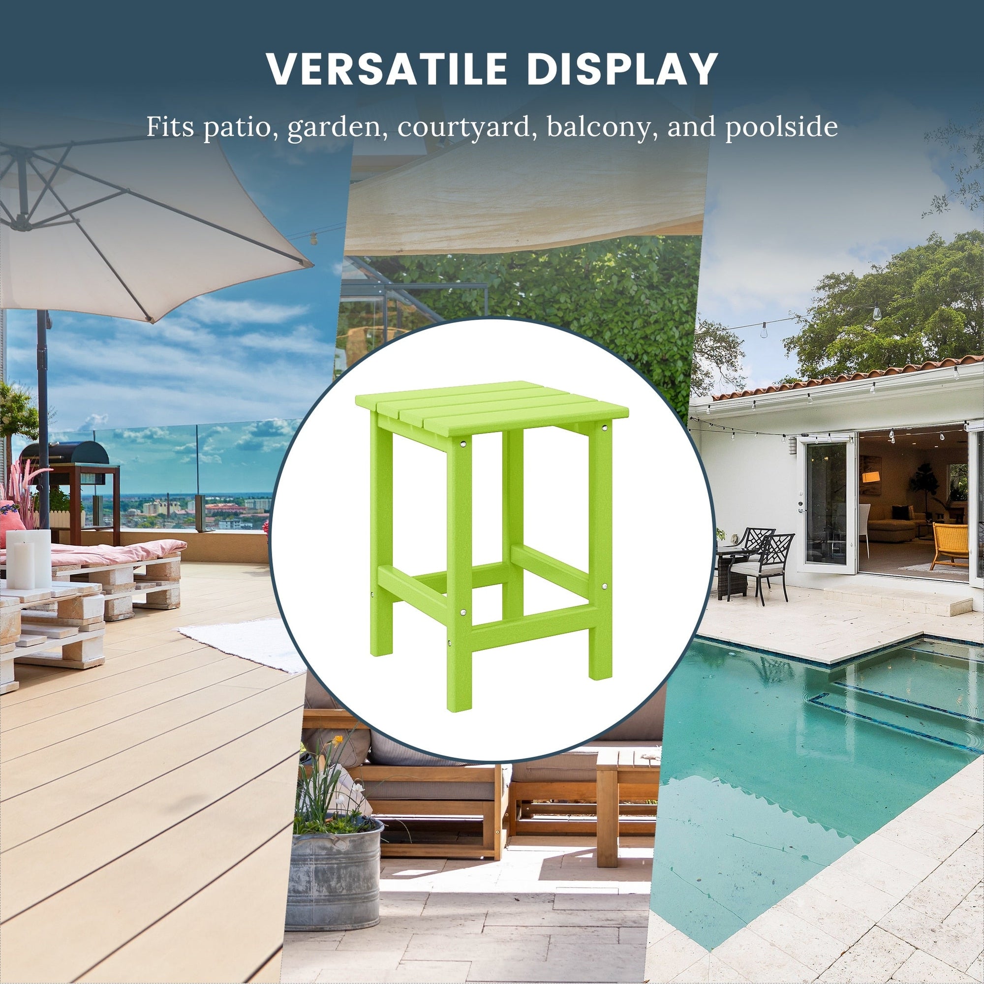 Polytrends Laguna Hdpe All Weather Outdoor Patio Square Side Table