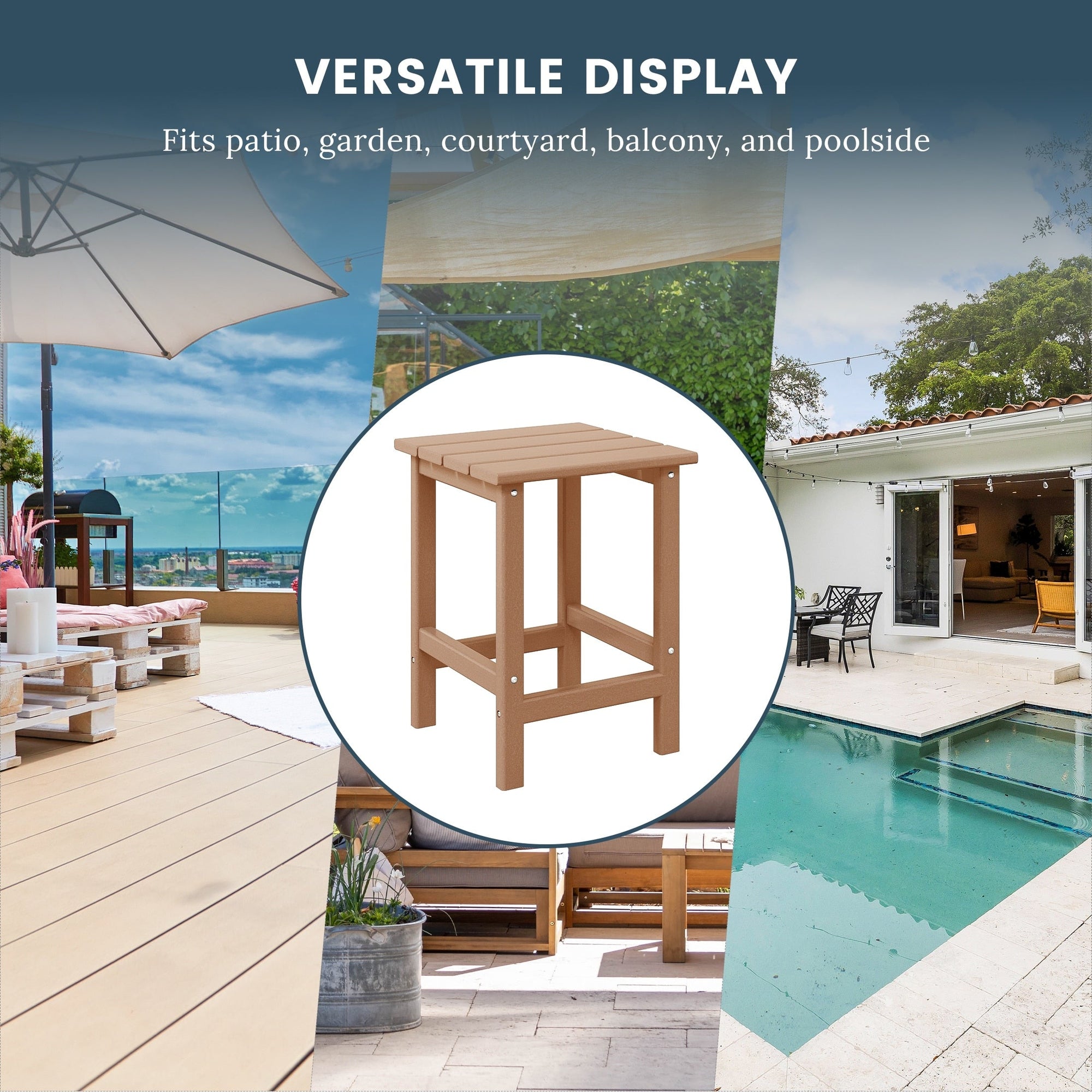 Polytrends Laguna Hdpe All Weather Outdoor Patio Square Side Table