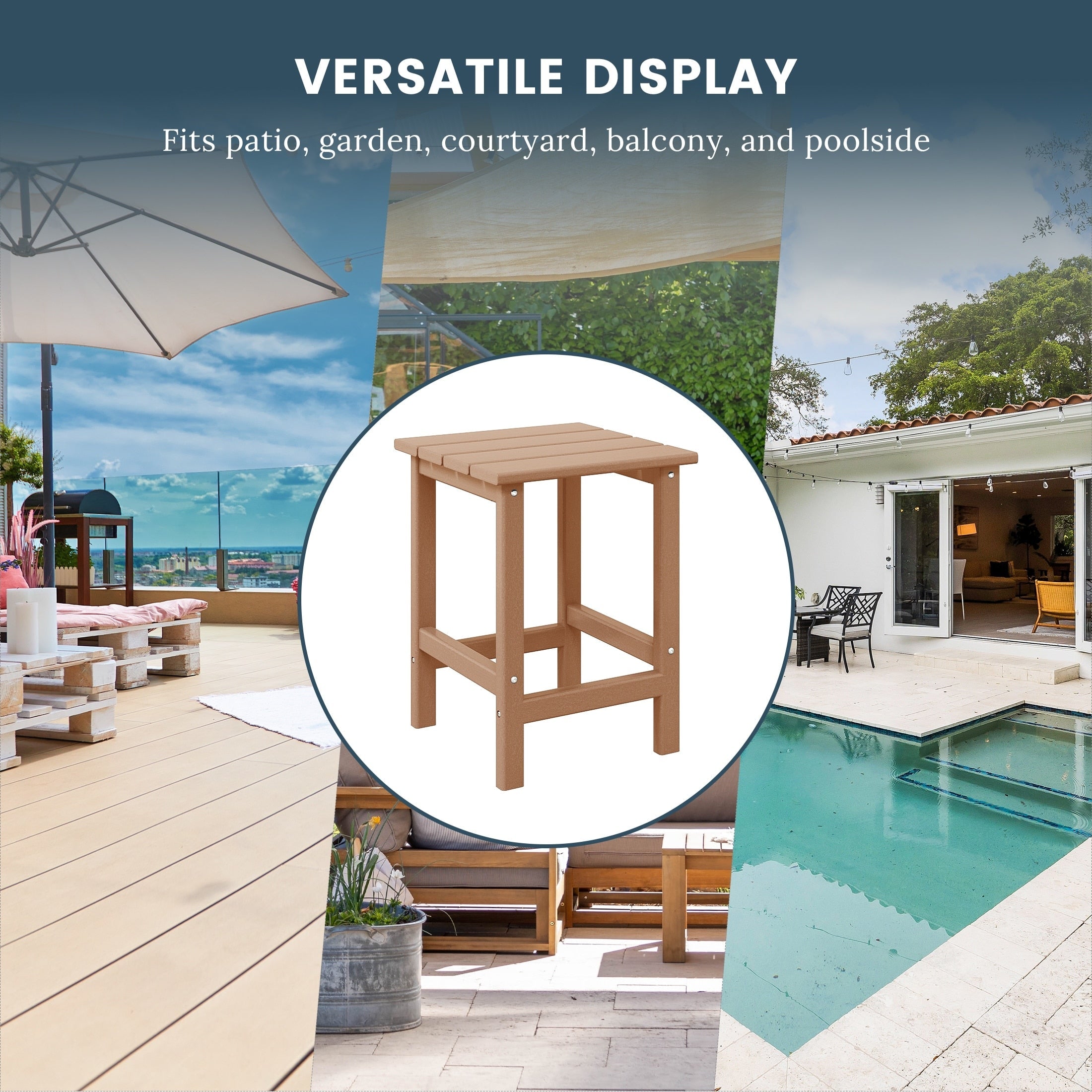 Table d'appoint carrée Polytrends Laguna en PEHD, résistante aux intempéries, pour terrasse