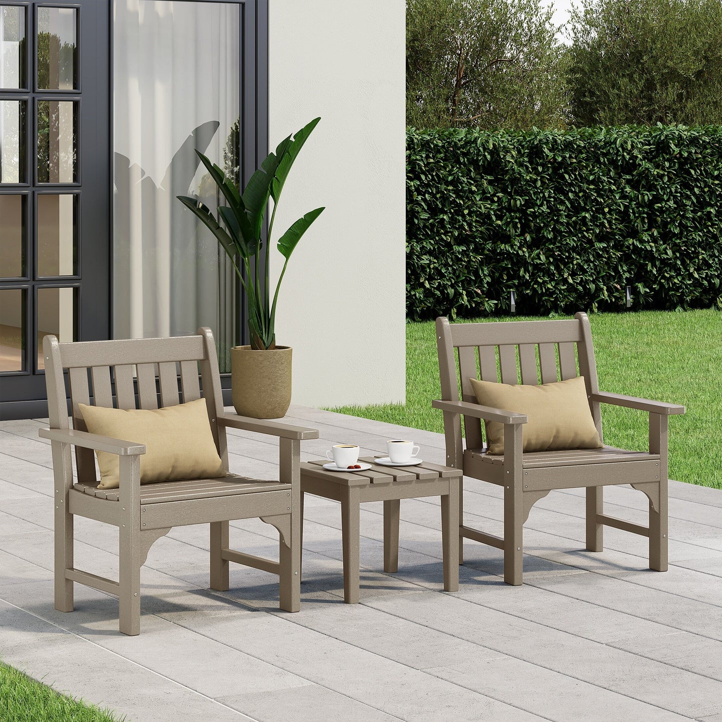 Ensemble de jardin 3 pièces Polytrends Laguna avec fauteuils et table d'appoint