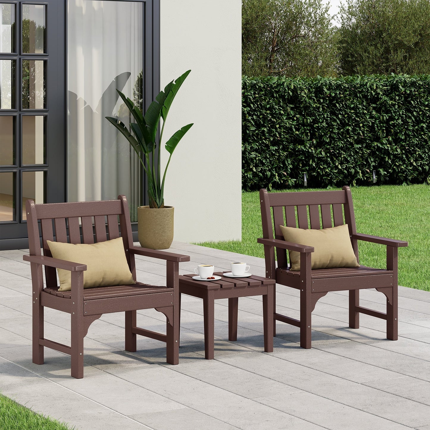 Ensemble de jardin 3 pièces Polytrends Laguna avec fauteuils et table d'appoint