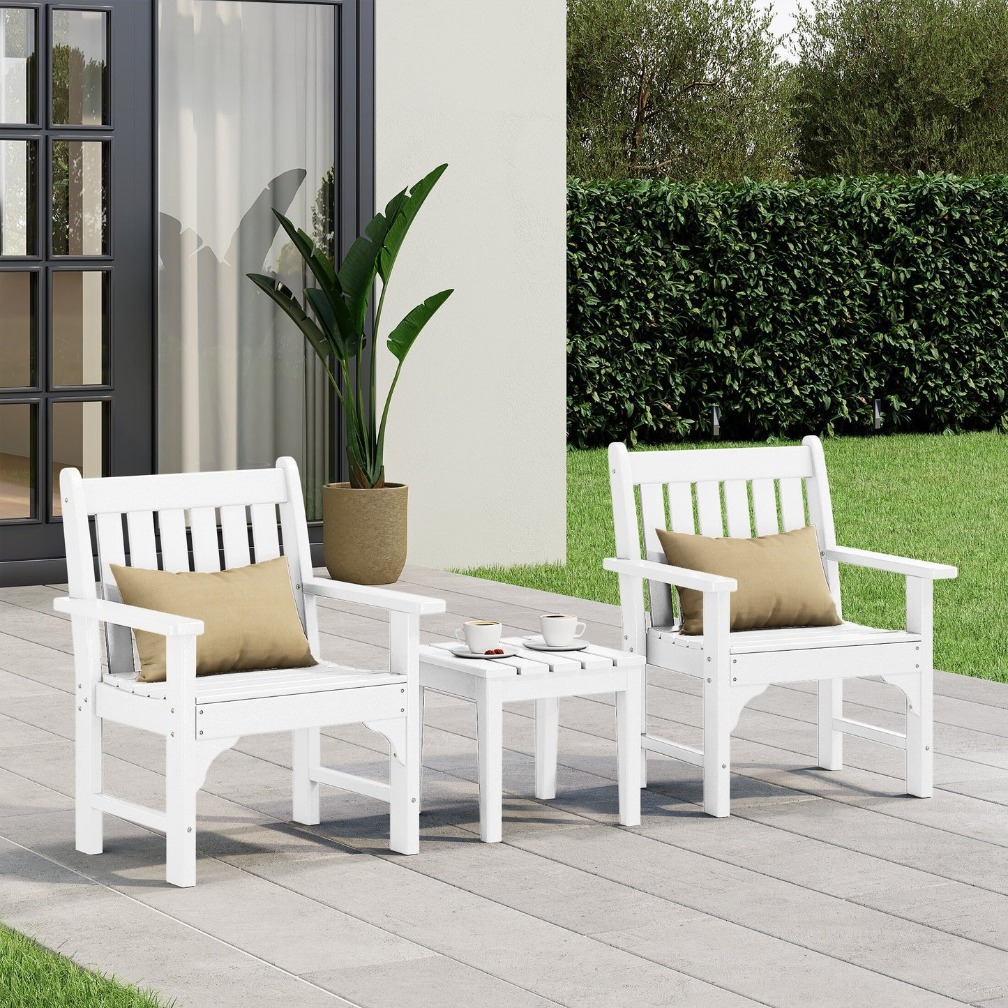 Ensemble de jardin 3 pièces Polytrends Laguna avec fauteuils et table d'appoint