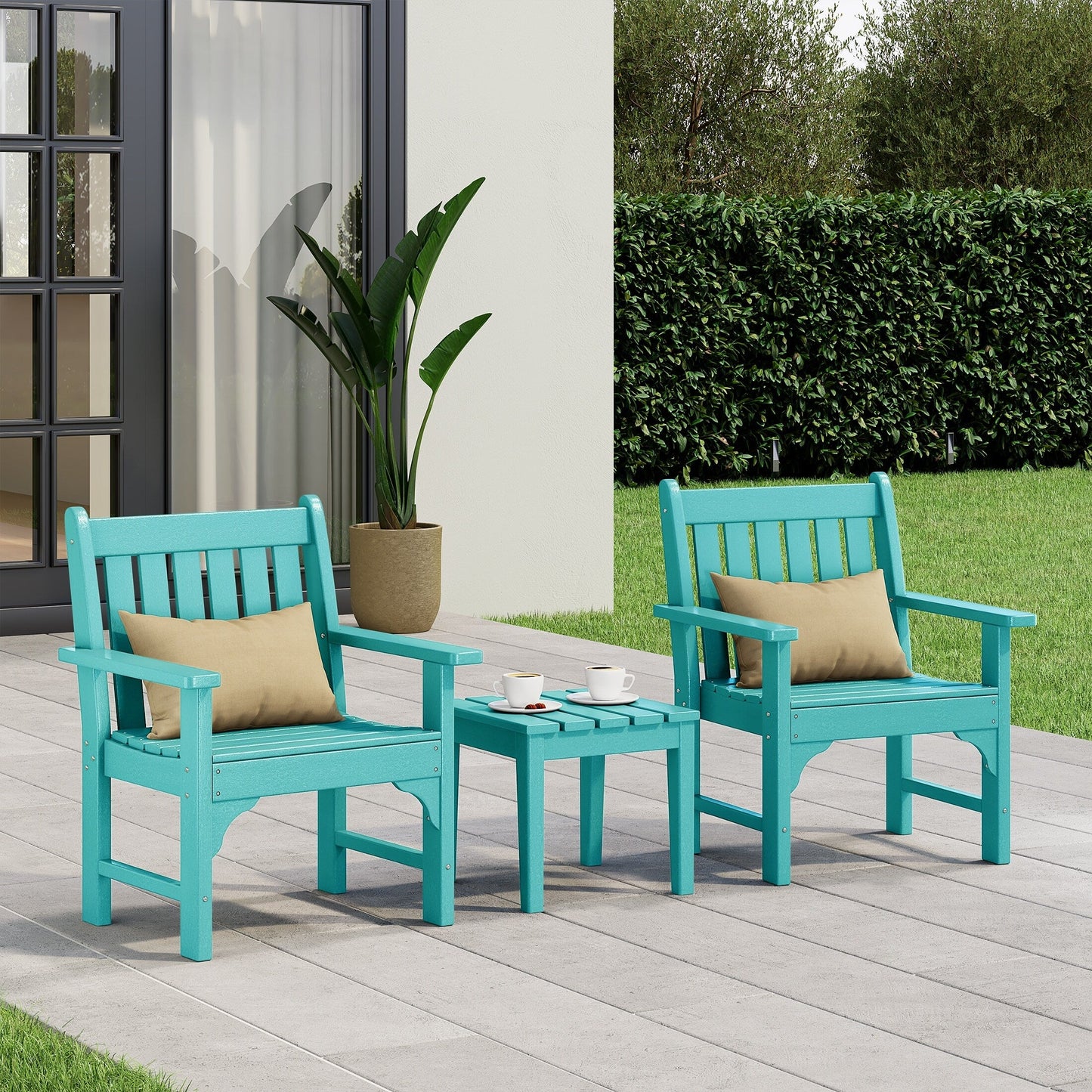 Ensemble de jardin 3 pièces Polytrends Laguna avec fauteuils et table d'appoint