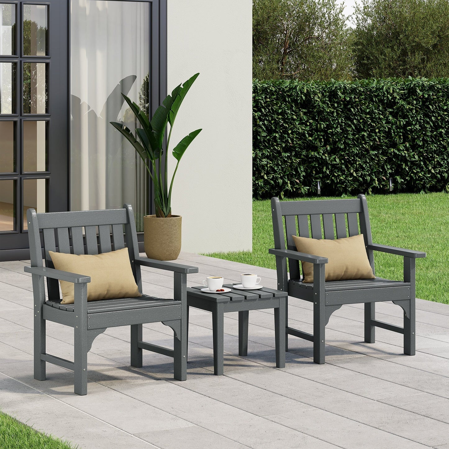 Ensemble de jardin 3 pièces Polytrends Laguna avec fauteuils et table d'appoint