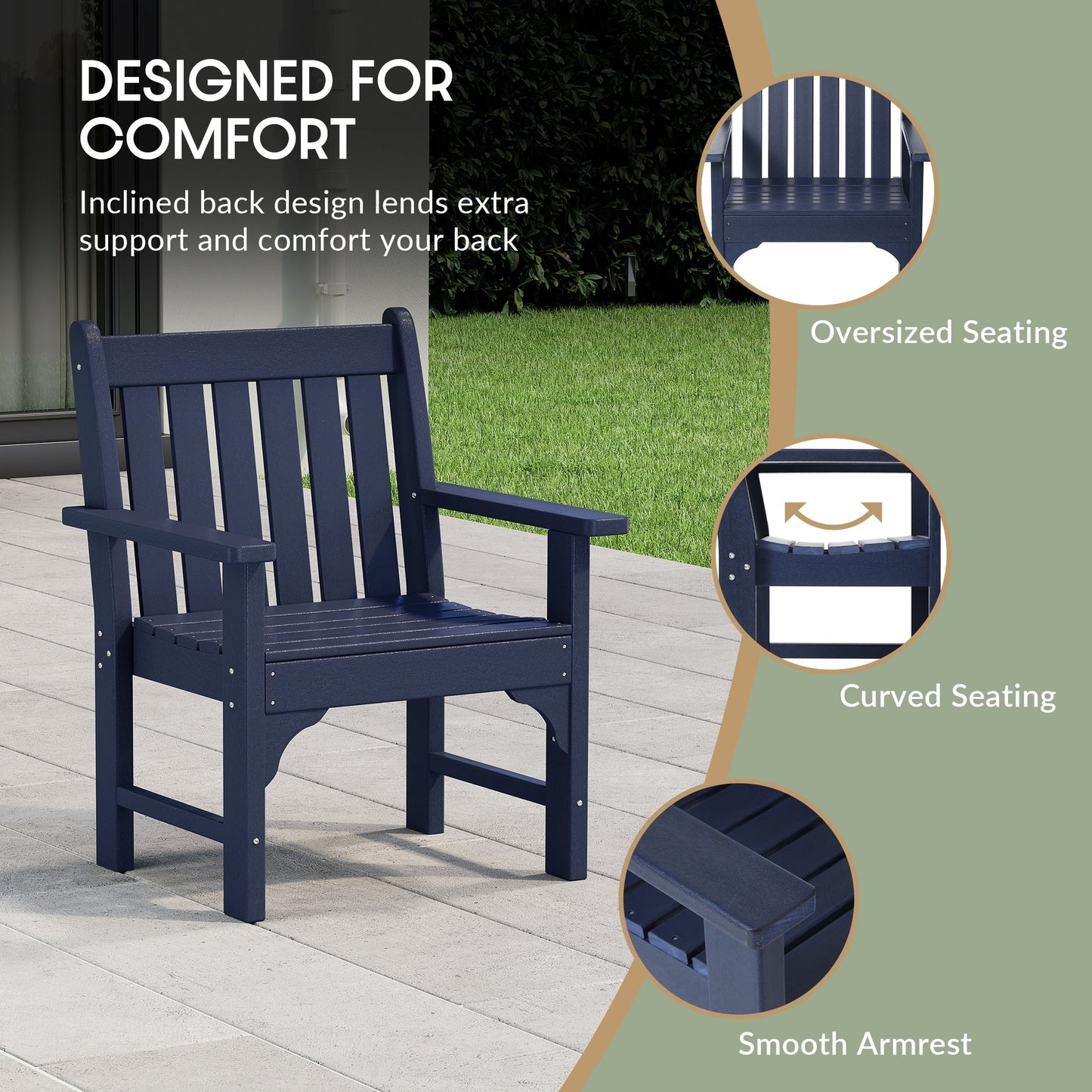 Ensemble de jardin 3 pièces Polytrends Laguna avec fauteuils et table d'appoint