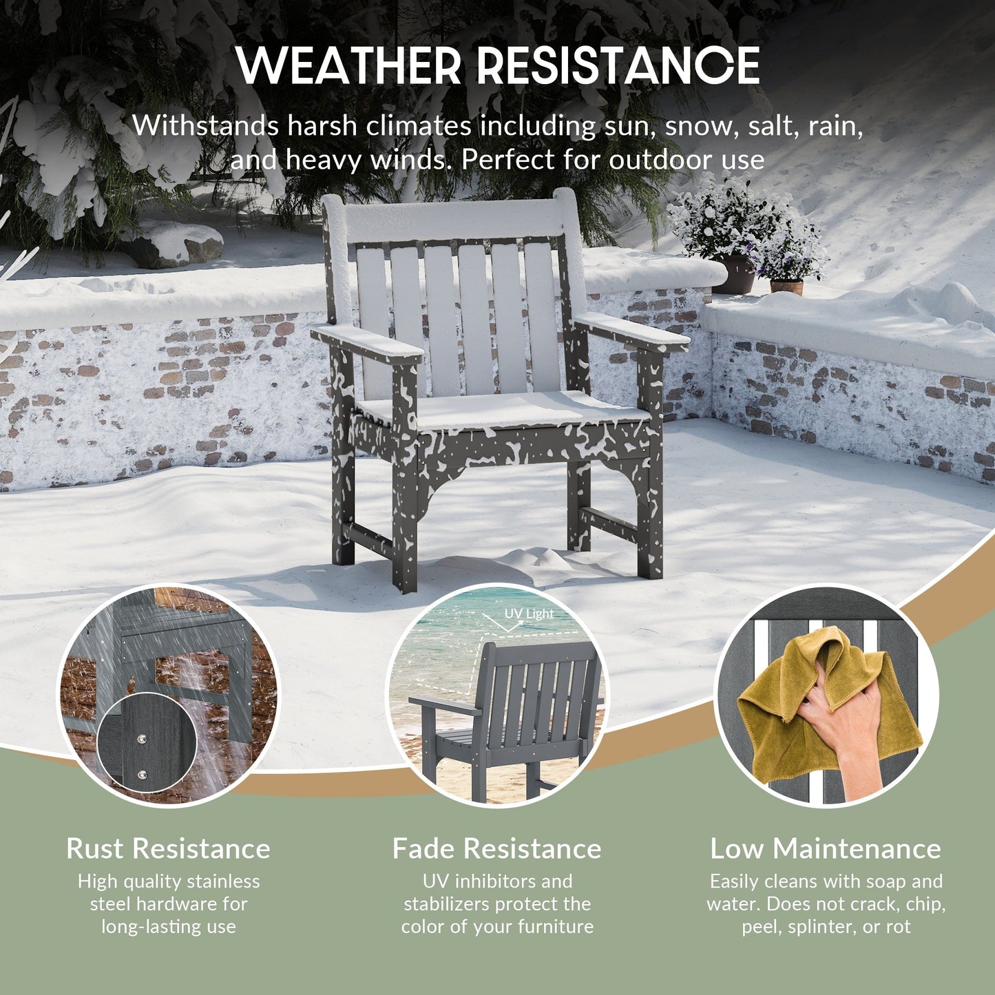 Ensemble de jardin 3 pièces Polytrends Laguna avec fauteuils et table d'appoint