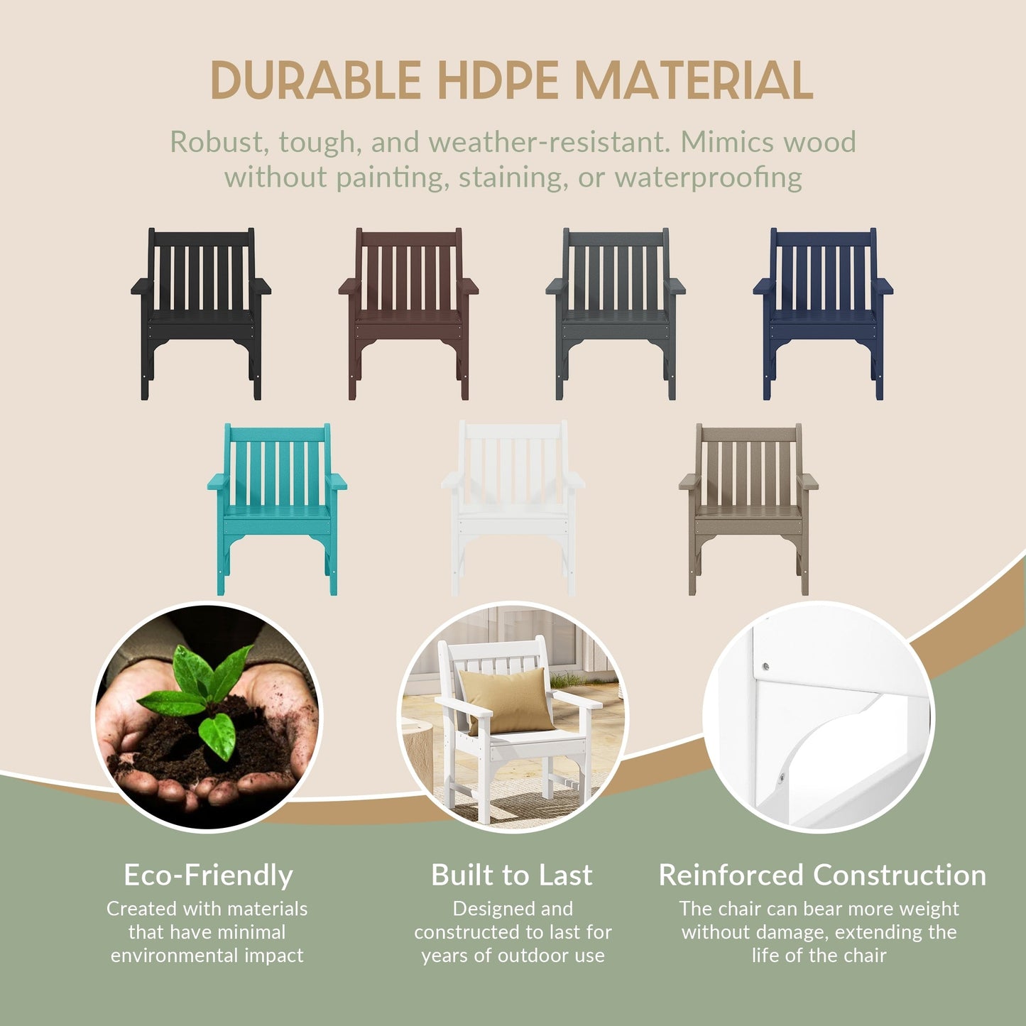 Ensemble de jardin 3 pièces Polytrends Laguna avec fauteuils et table d'appoint