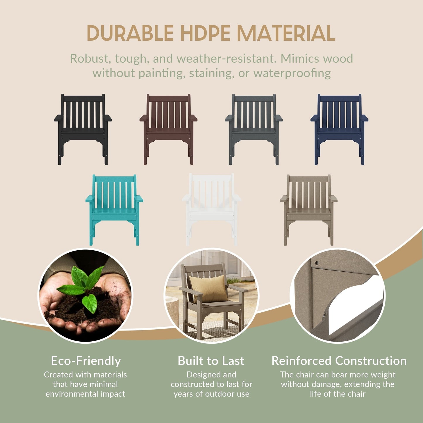 Ensemble de jardin 3 pièces Polytrends Laguna avec fauteuils et table d'appoint