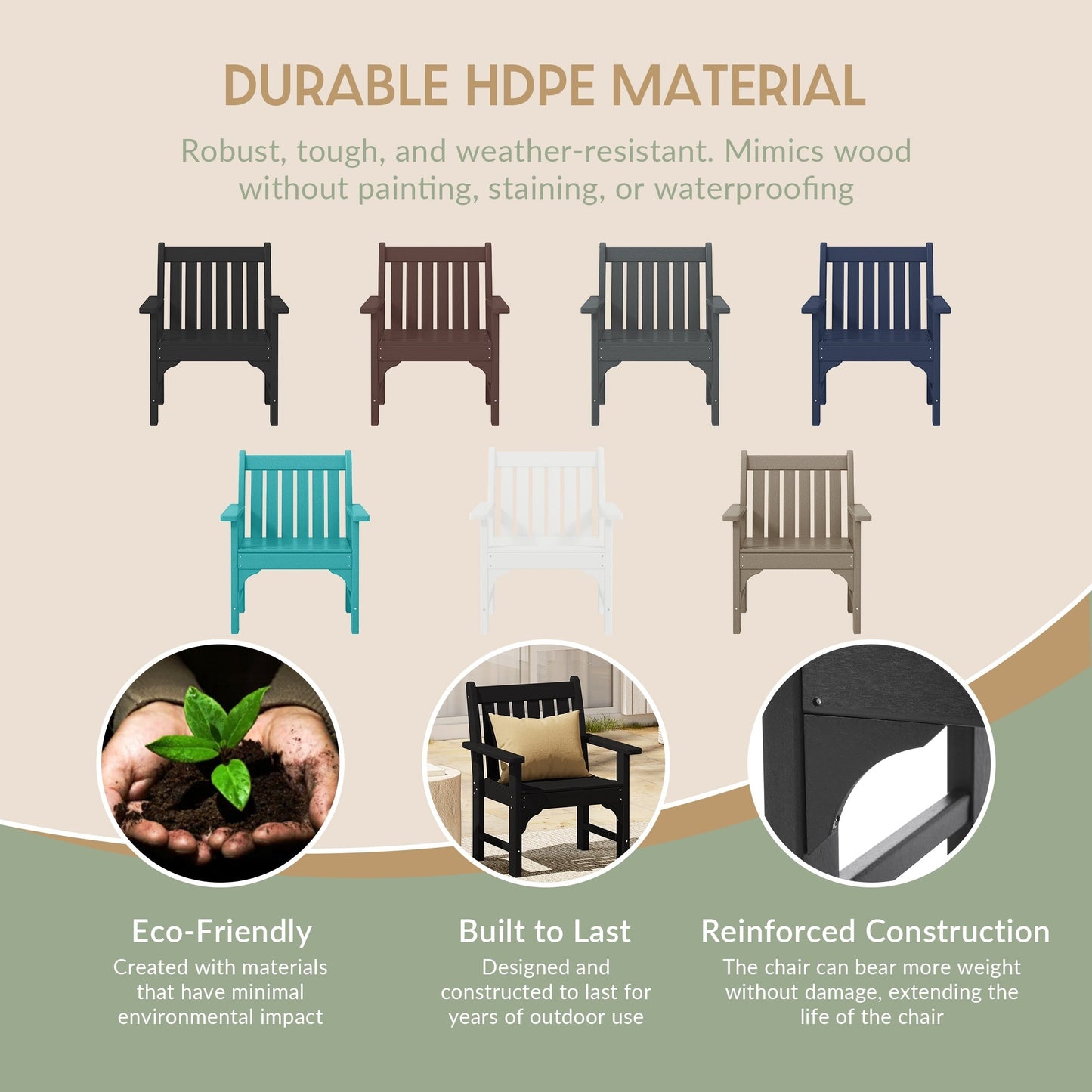 Ensemble de jardin 3 pièces Polytrends Laguna avec fauteuils et table d'appoint