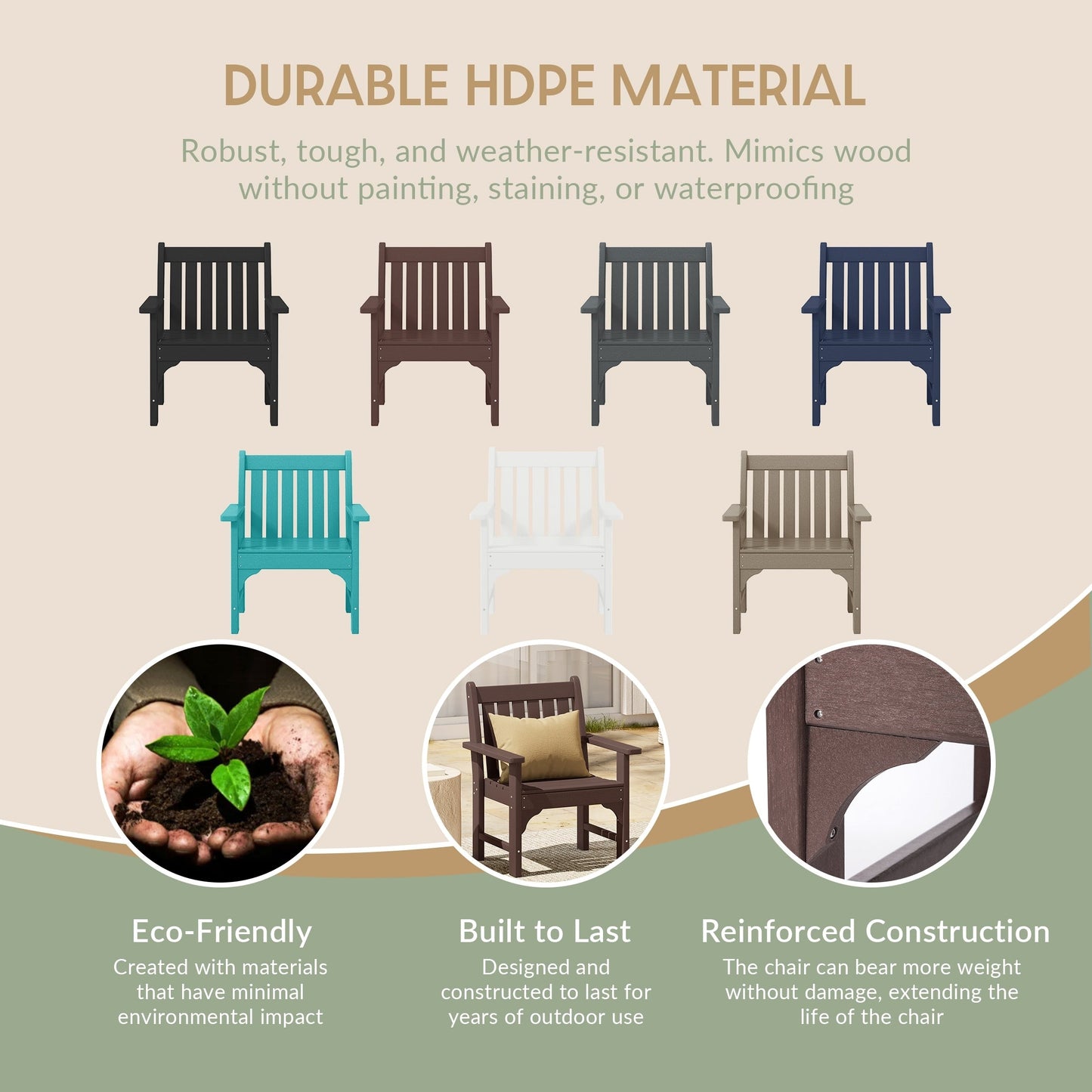 Ensemble de jardin 3 pièces Polytrends Laguna avec fauteuils et table d'appoint