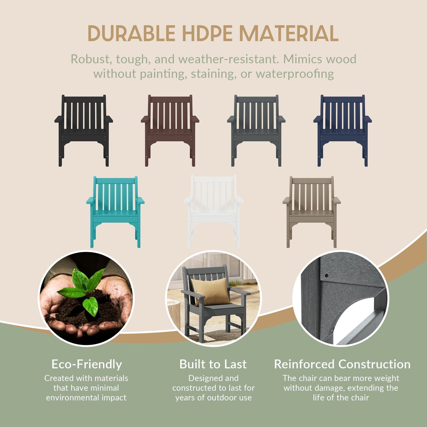 Ensemble de jardin 3 pièces Polytrends Laguna avec fauteuils et table d'appoint