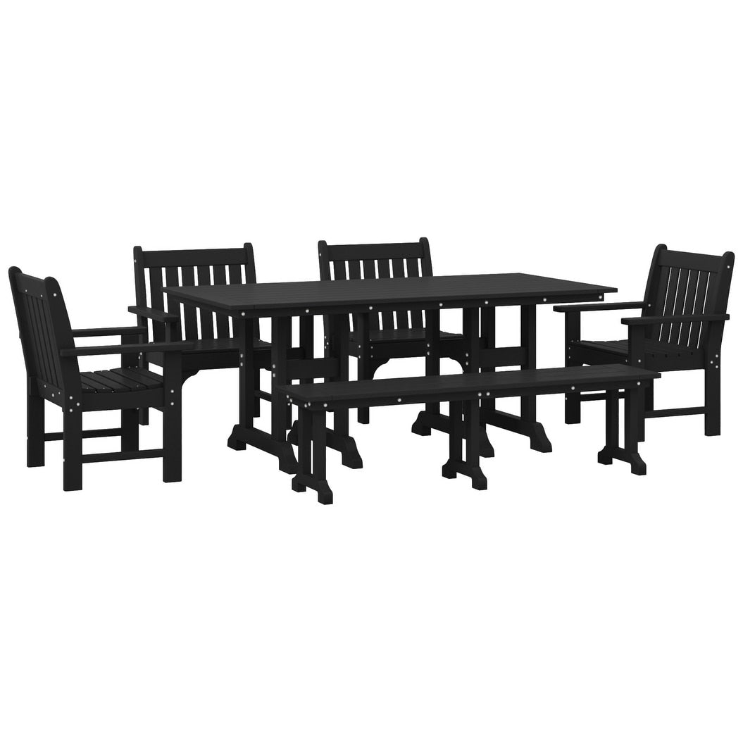 Ensemble de salle à manger et de jardin rectangulaire Polytrends Laguna 6 pièces avec table et banc