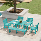 Ensemble de salle à manger et de jardin rectangulaire Polytrends Laguna 6 pièces avec table et banc