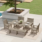 Ensemble de salle à manger et de jardin rectangulaire Polytrends Laguna 6 pièces avec table et banc