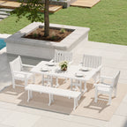 Ensemble de salle à manger et de jardin rectangulaire Polytrends Laguna 6 pièces avec table et banc