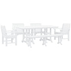 Ensemble de salle à manger et de jardin rectangulaire Polytrends Laguna 6 pièces avec table et banc