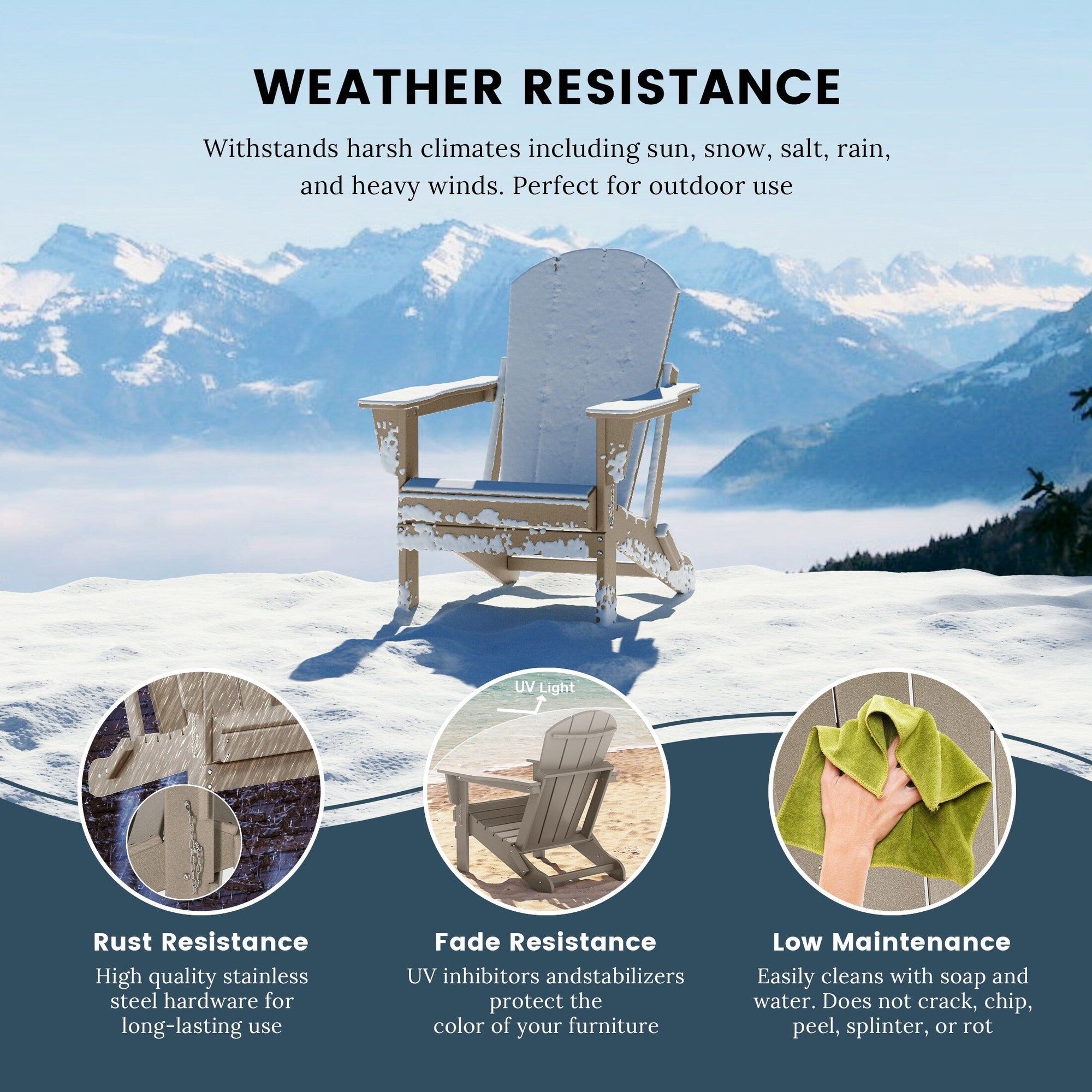 Polytrends Laguna Weather Resistant Outdoor Patio Folding Adirondack Chairs (Set of 2)