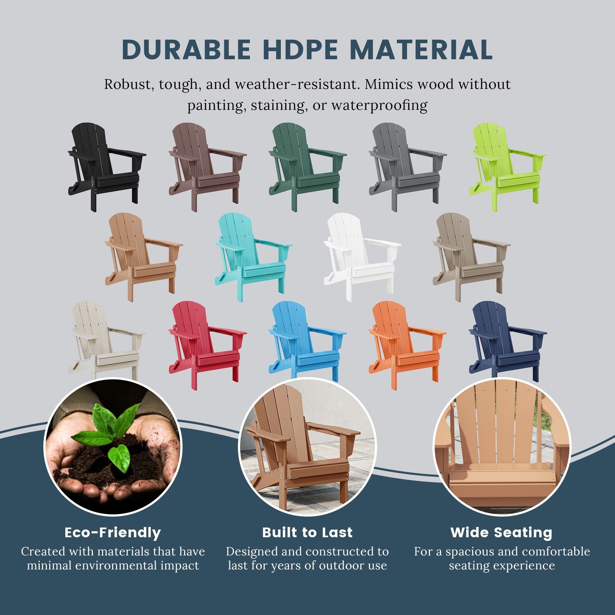 Polytrends Laguna Weather Resistant Outdoor Patio Folding Adirondack Chairs (Set of 2)