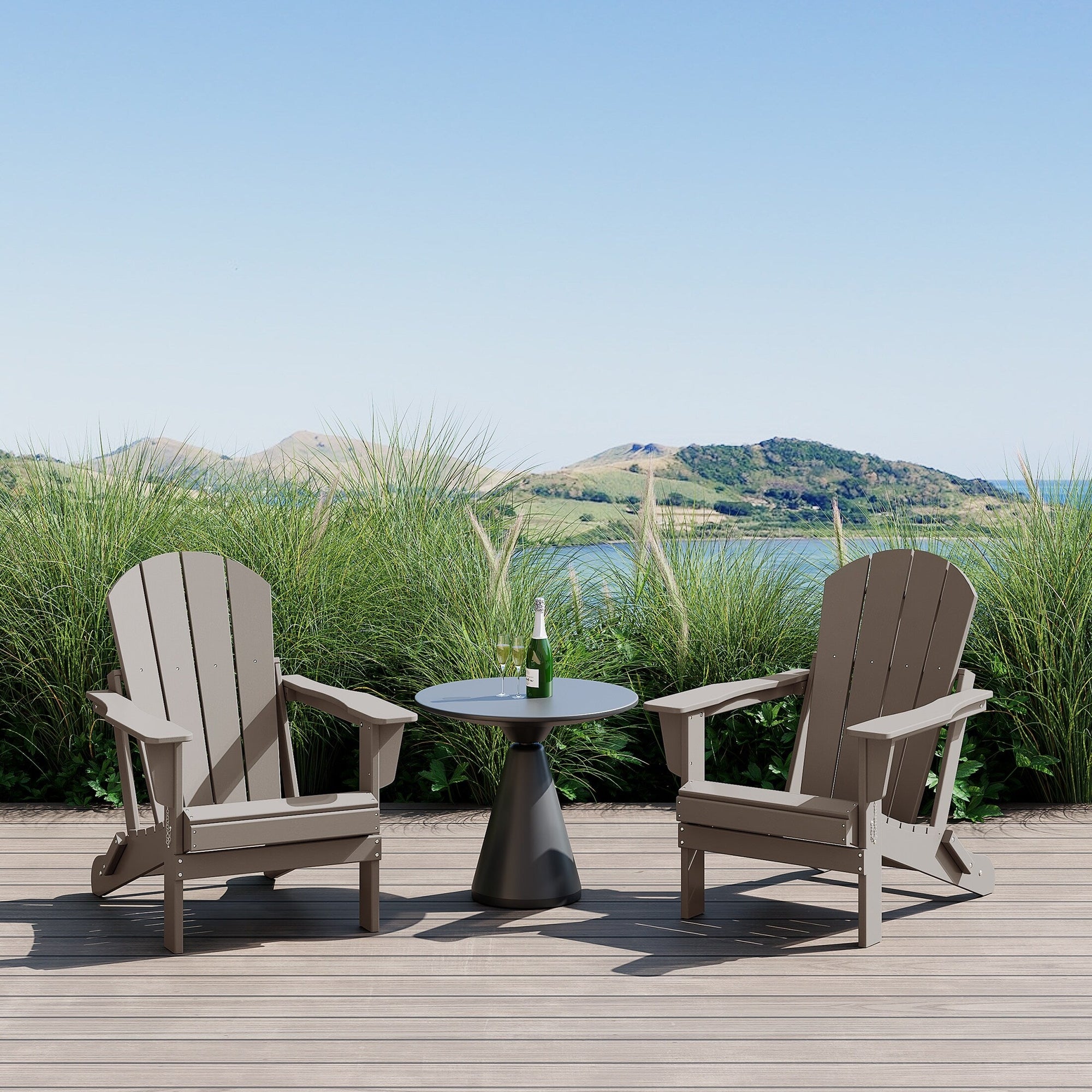 Polytrends Laguna Weather Resistant Outdoor Patio Folding Adirondack Chairs (Set of 2)