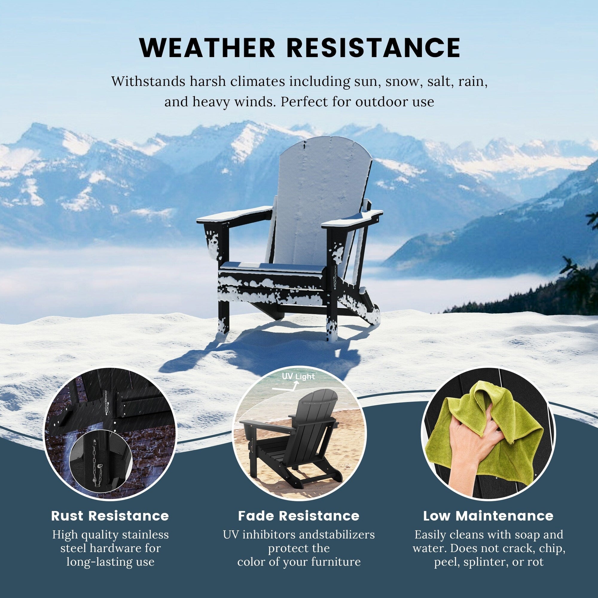 Polytrends Laguna Weather Resistant Outdoor Patio Folding Adirondack Chairs (Set of 2)