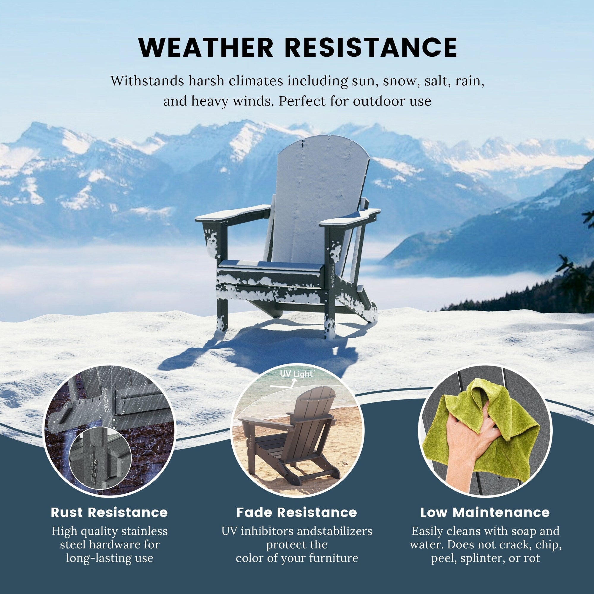 Polytrends Laguna Weather Resistant Outdoor Patio Folding Adirondack Chairs (Set of 2)